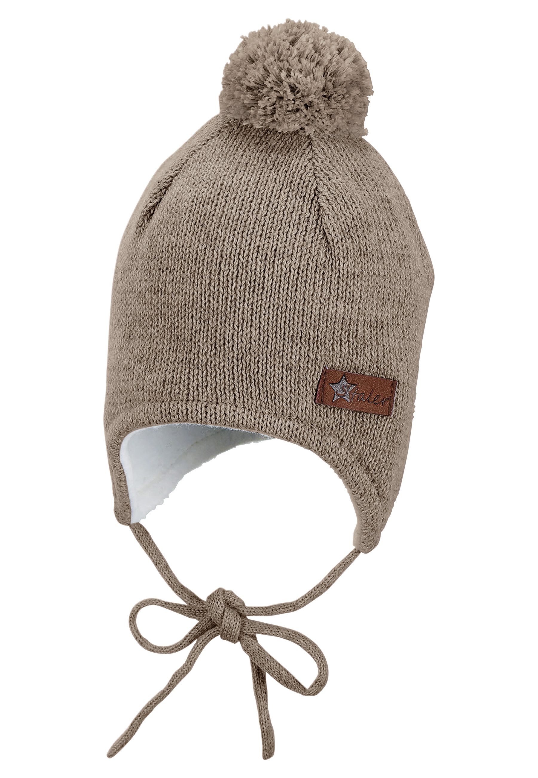 Sterntaler® Strickmütze Strickmütze Bommelmix (1-St) Bommelmütze mit Bindebänder und Ohrenklappen