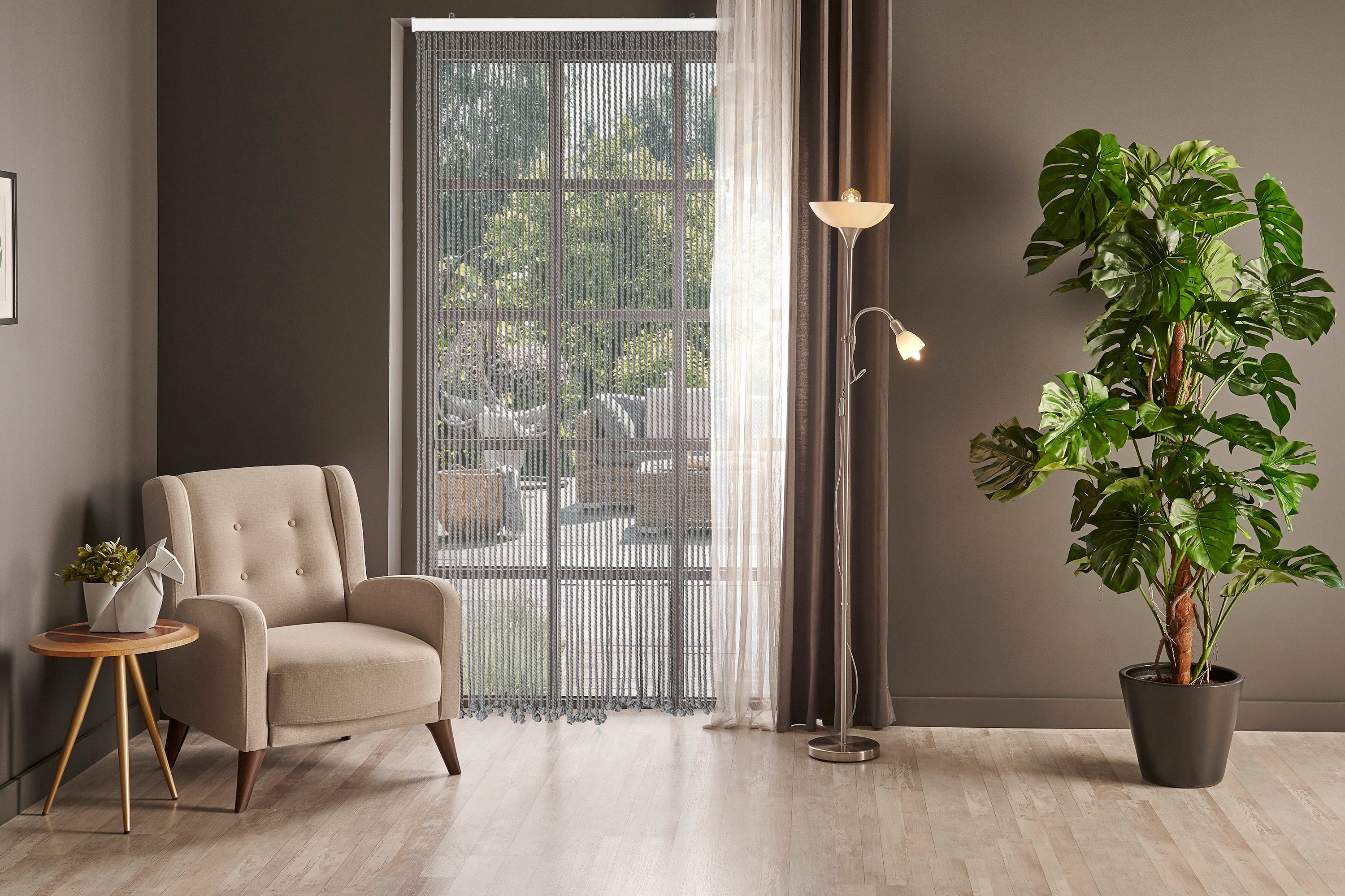 Kobolo Türvorhang Seilvorhang GREY 54 Stränge 90x200 cm (1 St), Ösen, transparent – Bild 5 von 5