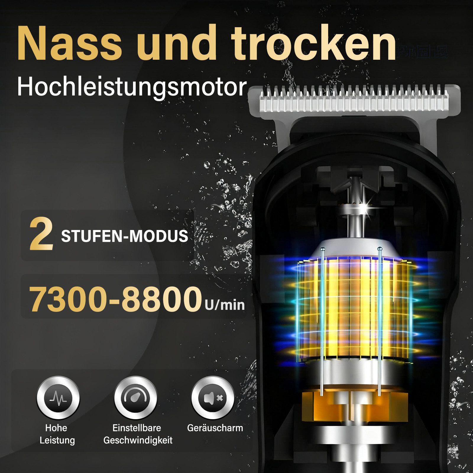 MOPUEA Haar- und Bartschneider Elektrisch Haarschneidemaschine Profi Haarschneider, Elektrischer Haartrimmer, Bartschneider männer Haartrimmer, mit Aufbewahrungshalter, Umhang, Schmieröl und anderem Zubehör