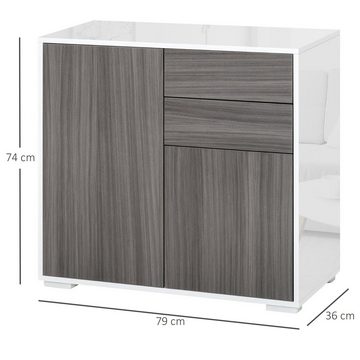 HOMCOM Highboard Schrank hochglanz optik, push & click Türen