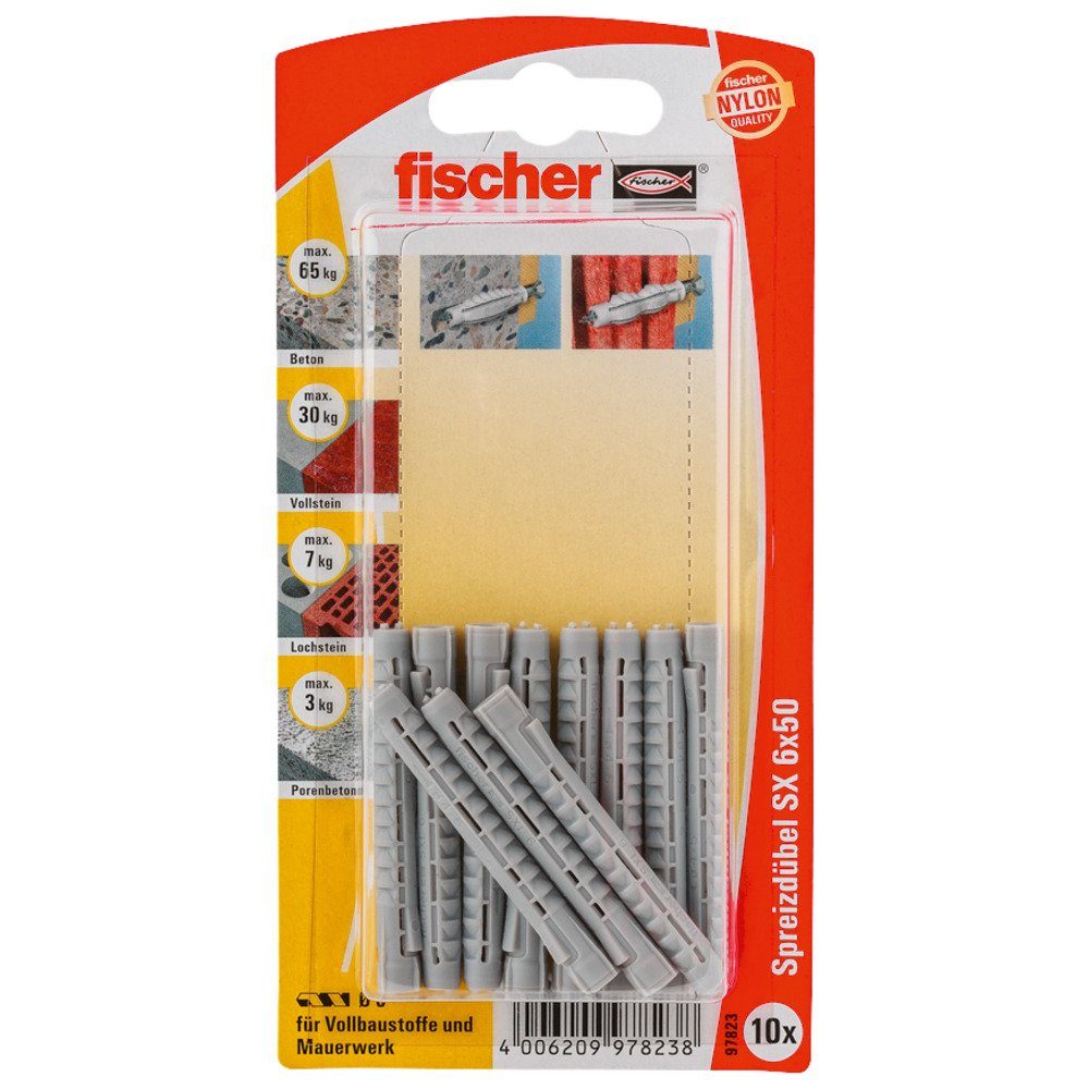 Fischer Befestigungstechnik Universaldübel Spreizdübel SX, 6 x 50 mm, (1-tlg)