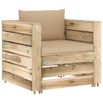 vidaXL Gartenlounge-Set 2-tlg. Garten-Lounge-Set mit Kissen Grün Imprägniertes Holz, (2-tlg)