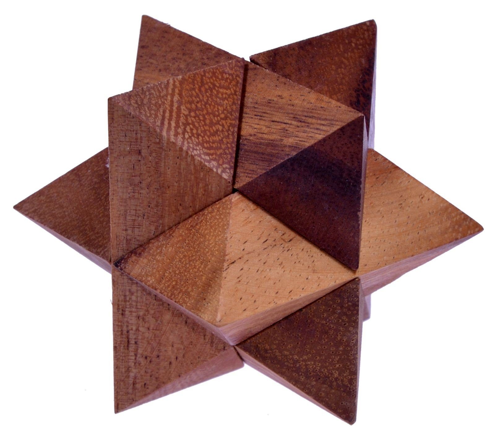LOGOPLAY 3D-Puzzle Stern Gr. S, Puzzleteile, Stern Gr. S 3D Puzzle aus Holz 5 cm Knobelspiel mit 6 identischen
