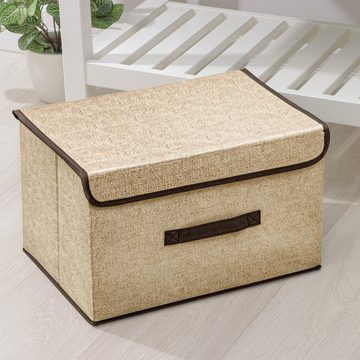 CALIYO Aufbewahrungsbox 3-Tlg Faltbare Aufbewahrungsbox mit Deckel, Stoff, Kisten Aufbewahrung (3 St), 36x24x23 cm Stoffbox, Organizer für Spielzeug Aufbewahrungskörb