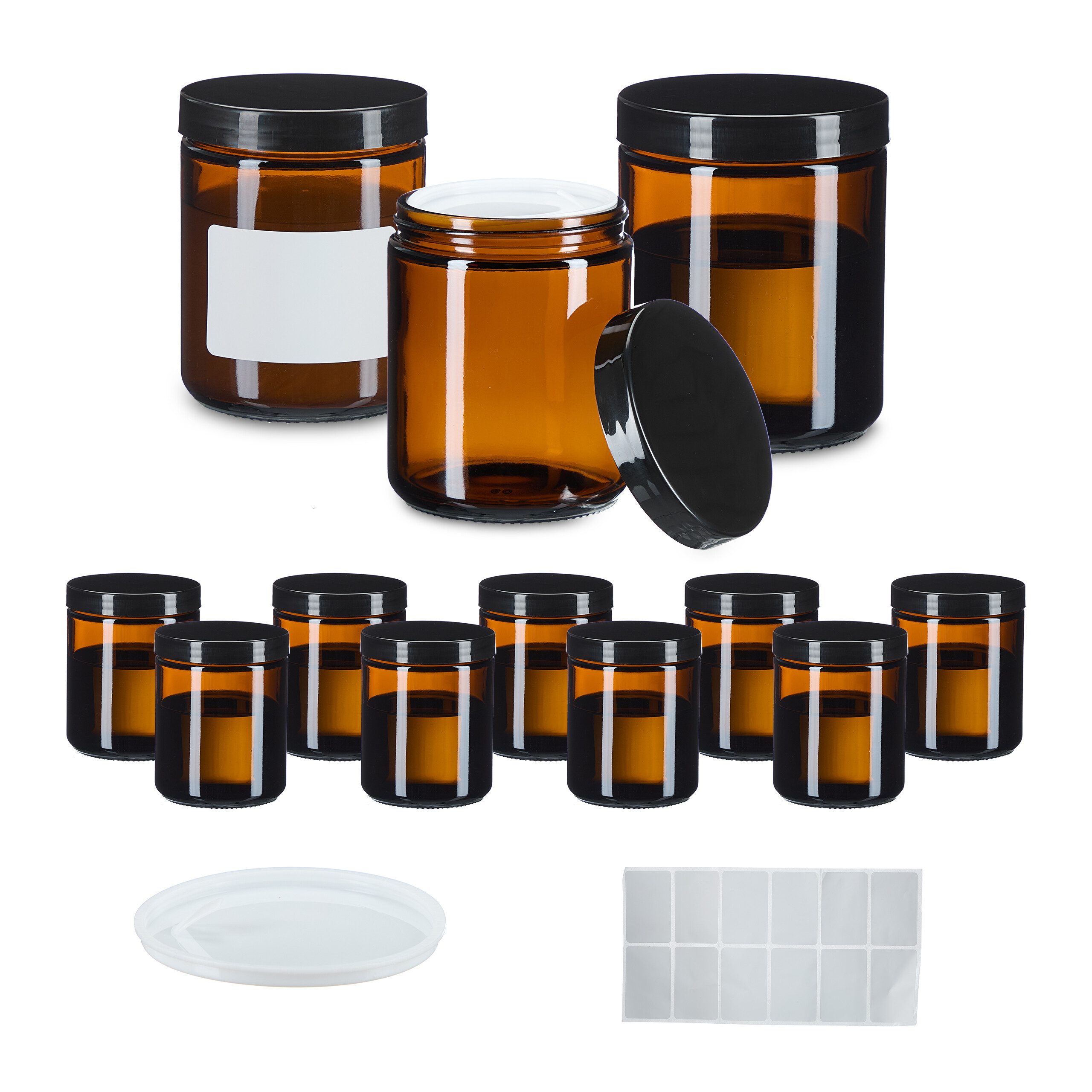 relaxdays Dose Salbentiegel Braunglas 12er Set (12 St)