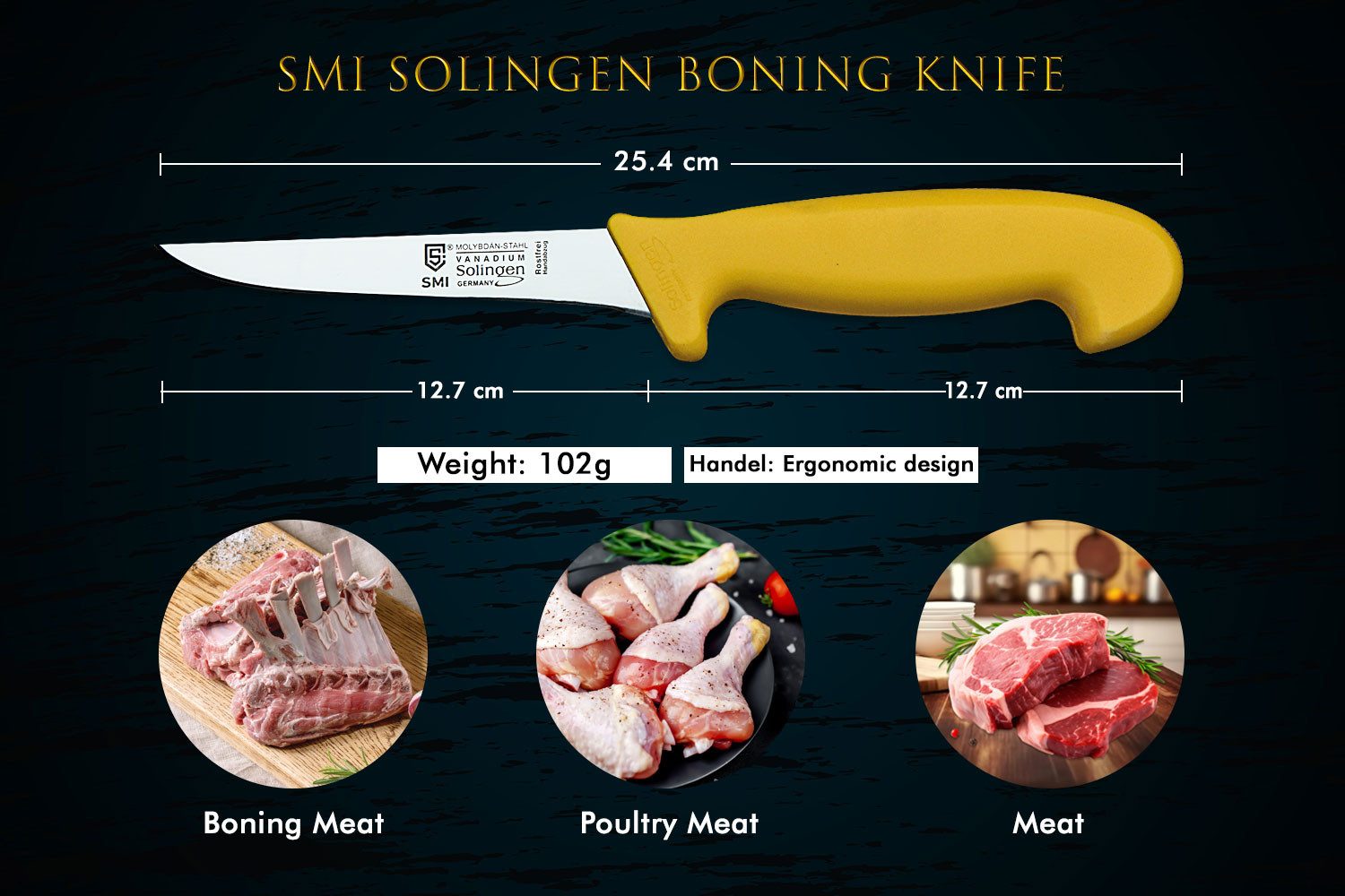 SMI Ausbeinmesser 5 Zoll Ausbeinmesser gerade Solingen Metzgermesser Fleischmesser