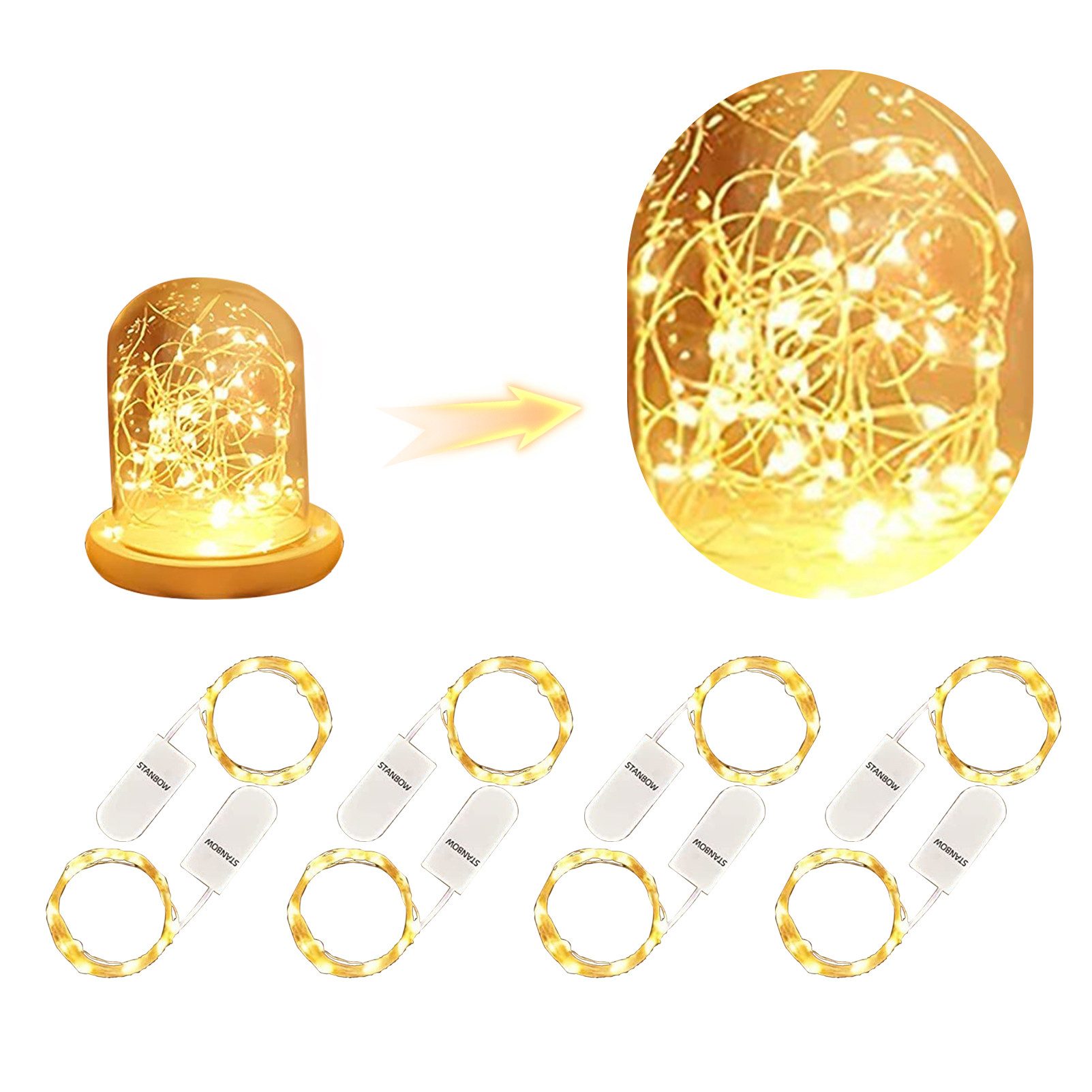 LED-Lichterkette 8 Set 2M 20Led Kupferdraht mit Batterie Lichtkette