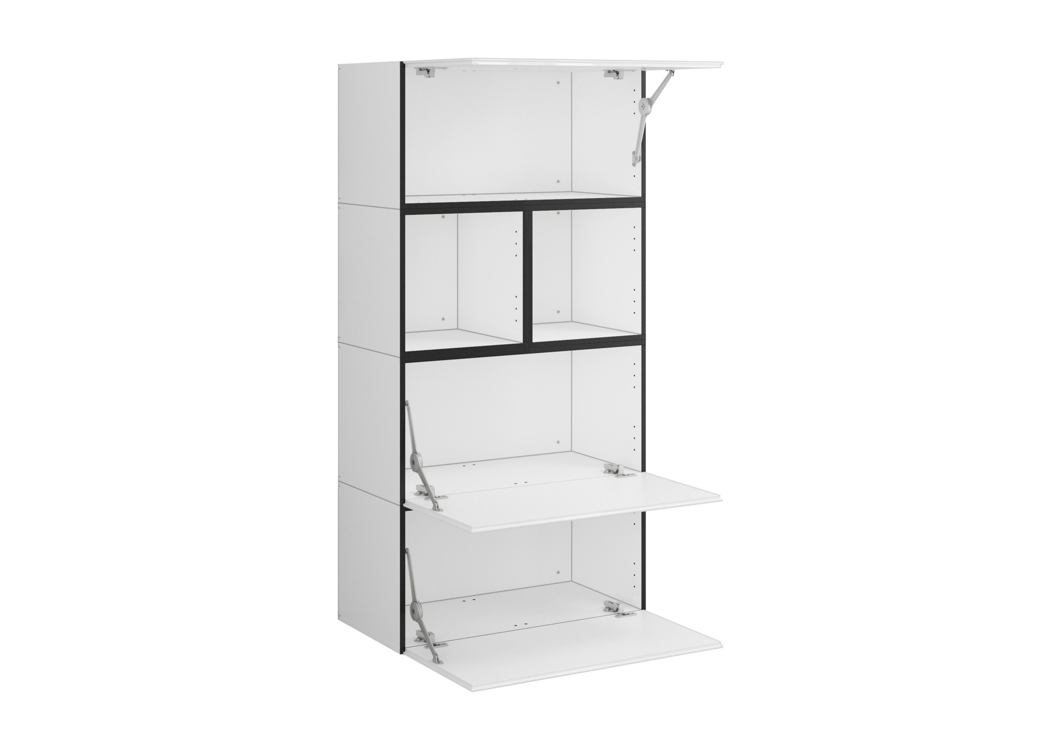 BMG Möbel Stauraumvitrine Modul+ (Highboard Set 5 tlg., besteht aus: 3x Schrank mit Klappenfunktion, 2x Regal) Schränke frei kombinierbar, wandhängend oder stehend
