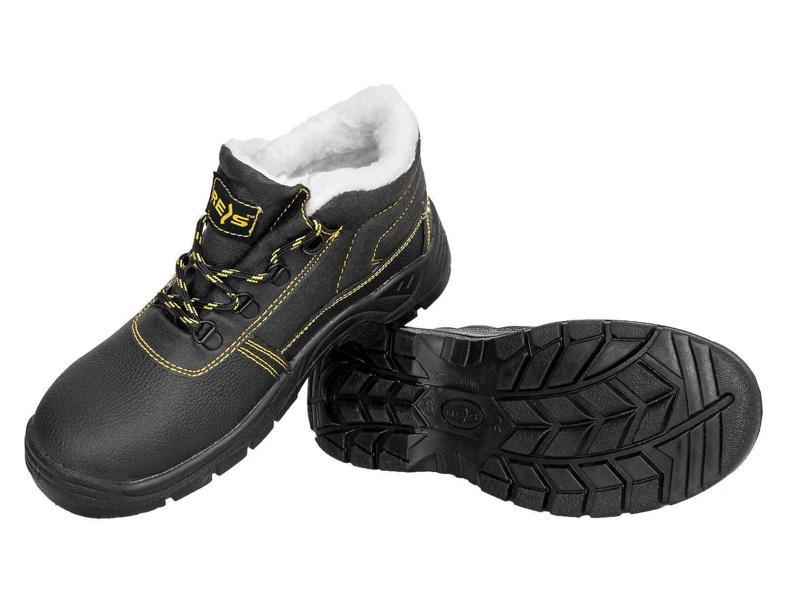 Reis Arbeit Winterschuhe Sicherheitsschuhe Stiefel Gefüttert Stahlkappe Arbeitsschuh aus Rindsleder