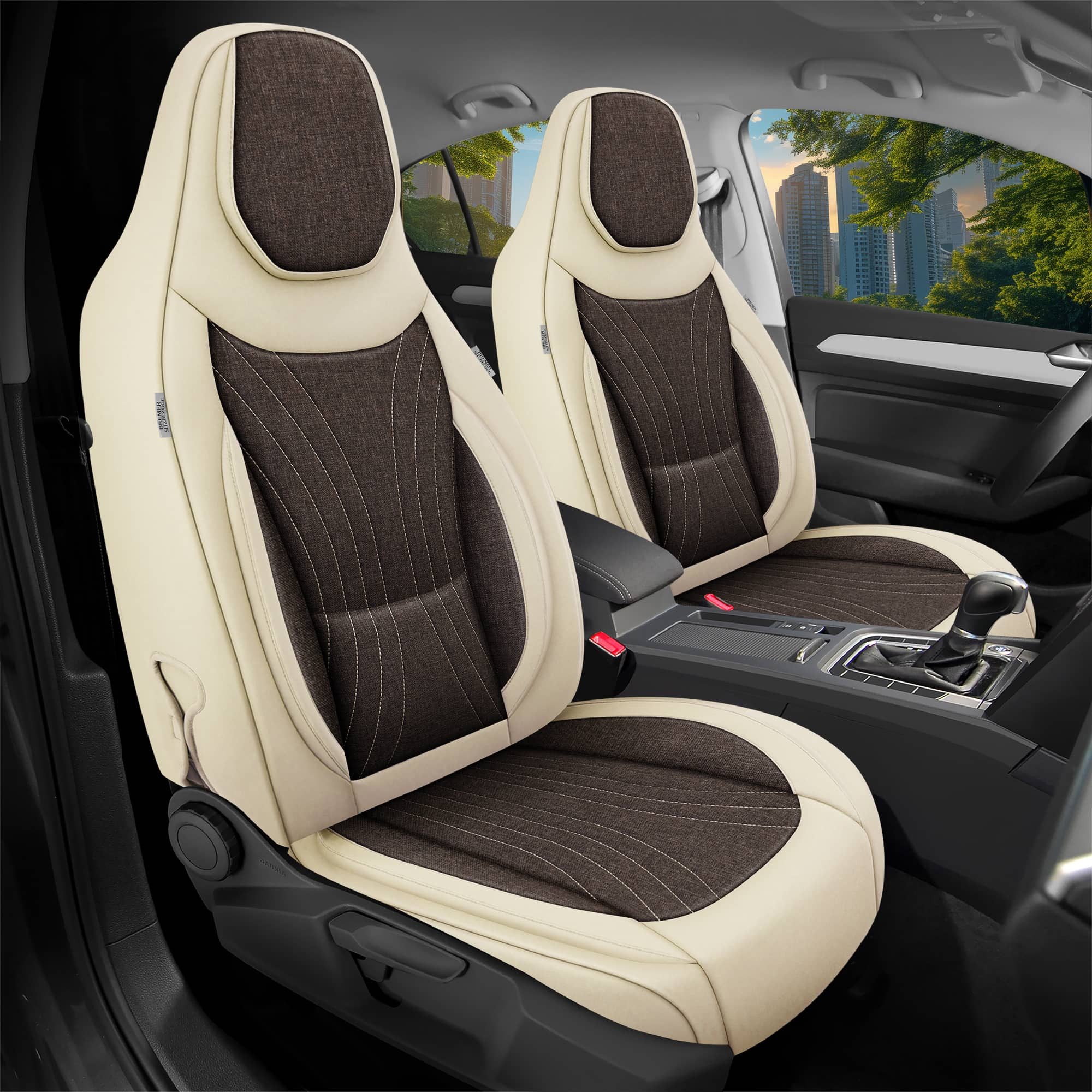 BREMER SITZBEZÜGE Autositzbezug für Kia Optima Bj 2015-18 (C11), Set, 2-tlg., Schonbezüge Sitzbezüge Fahrer und Beifahrer, in Beige/Braun
