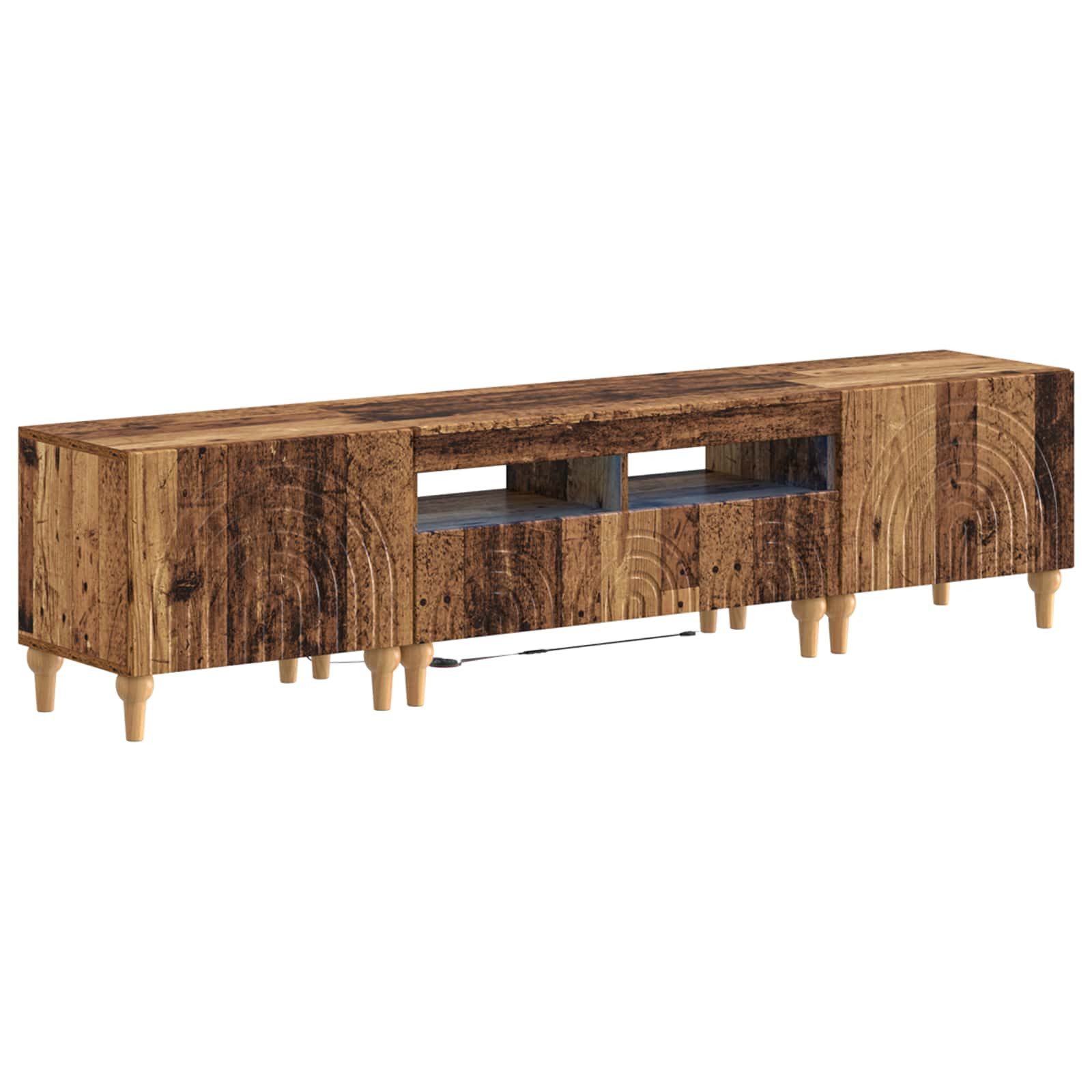 vidaXL TV-Schrank 3-teiliges LED TV Regal Altholz Holzwerkstoff