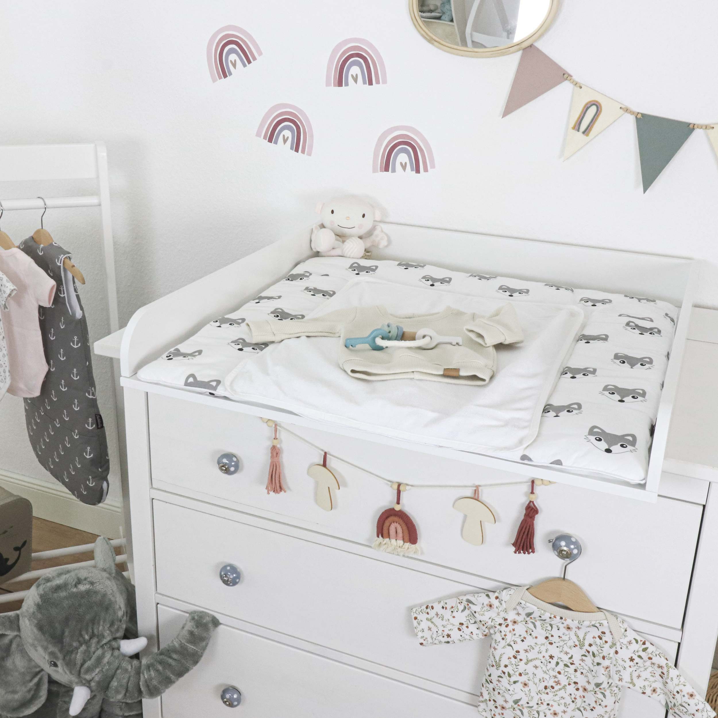 Puckdaddy GmbH Wickelaufsatz Lijan (108x10x80cm) für IKEA Hemnes Kommoden, Wickelaufsatz für IKEA Hemnes Kommode