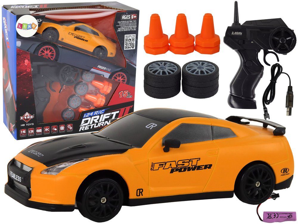 Wisam RC-Auto Ferngesteuerter Sportwagen R/C 1:24 Gelb mit austauschbaren Rädern