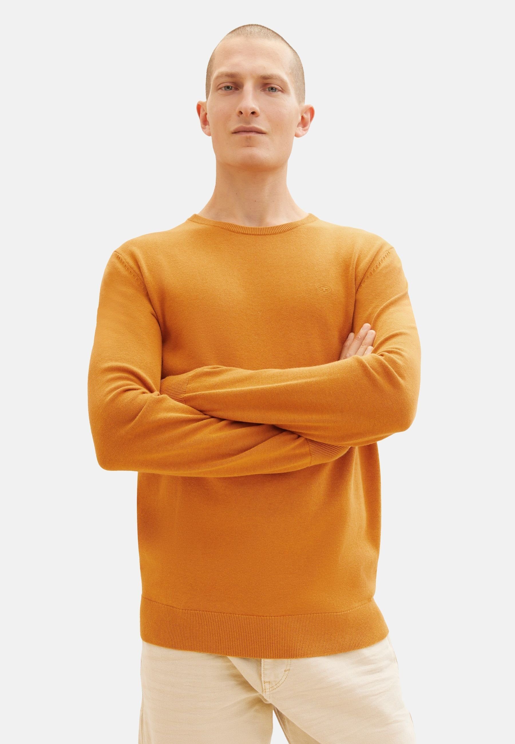 TOM TAILOR Sweatshirt Sweatshirt Pullover orange Rippbündchen (1-tlg) mit meliert