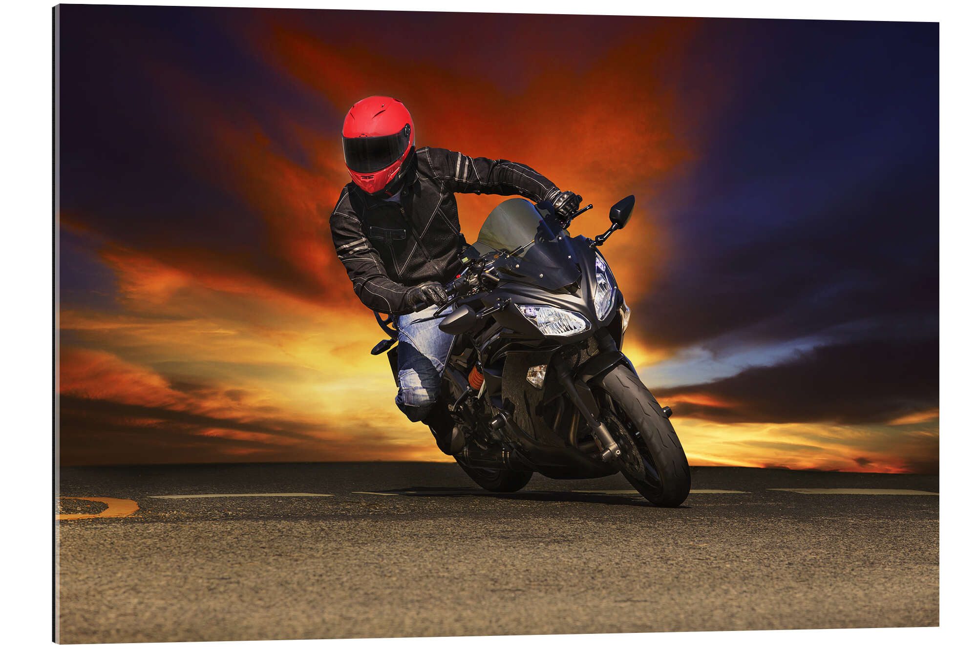 Posterlounge XXL-Wandbild Editors Choice, Motorradfahrer in der Kurve, Fotografie