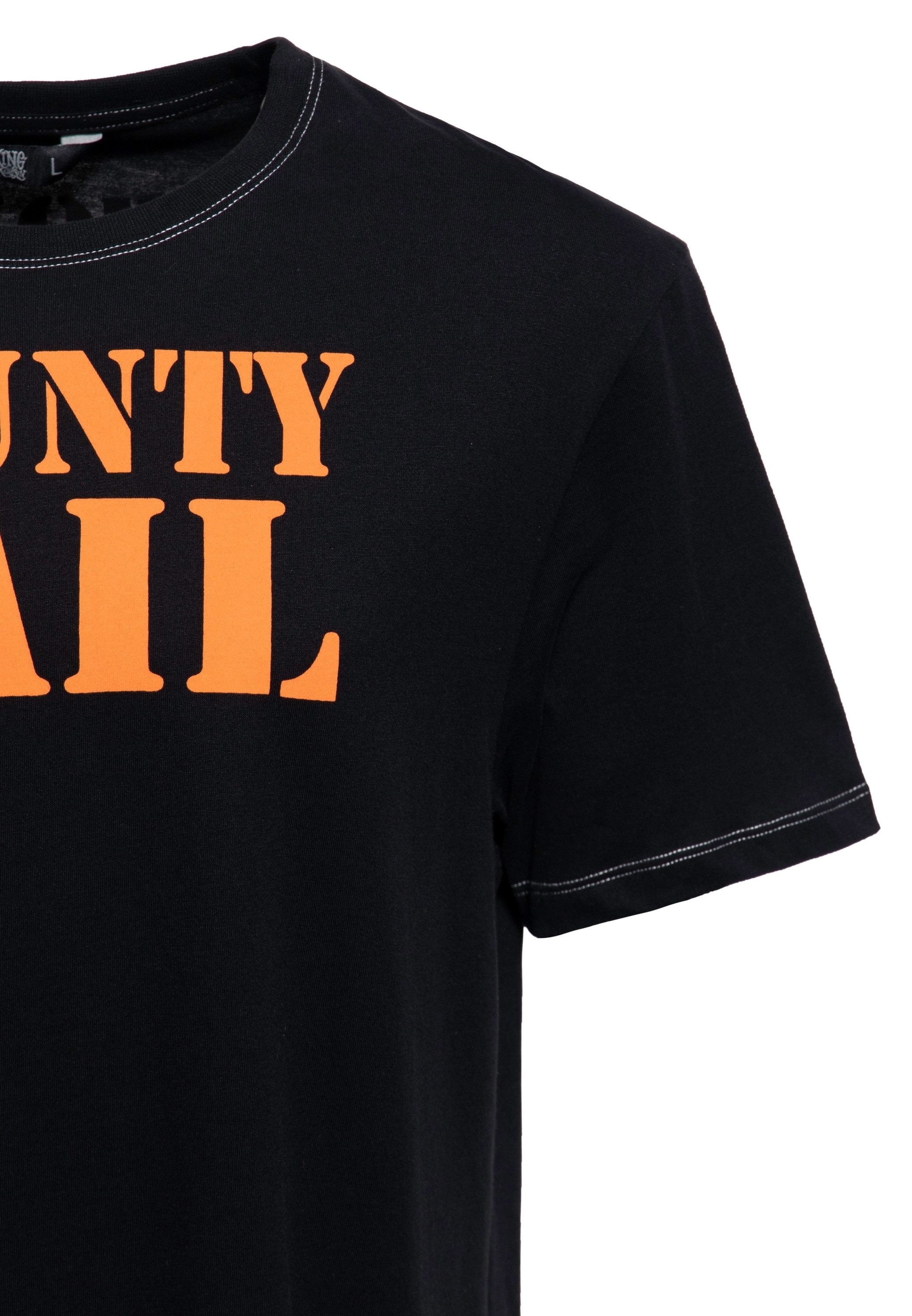 KingKerosin Print-Shirt County Jail (1-tlg) Mit Statement Prints auf Vorder- und Rückseite