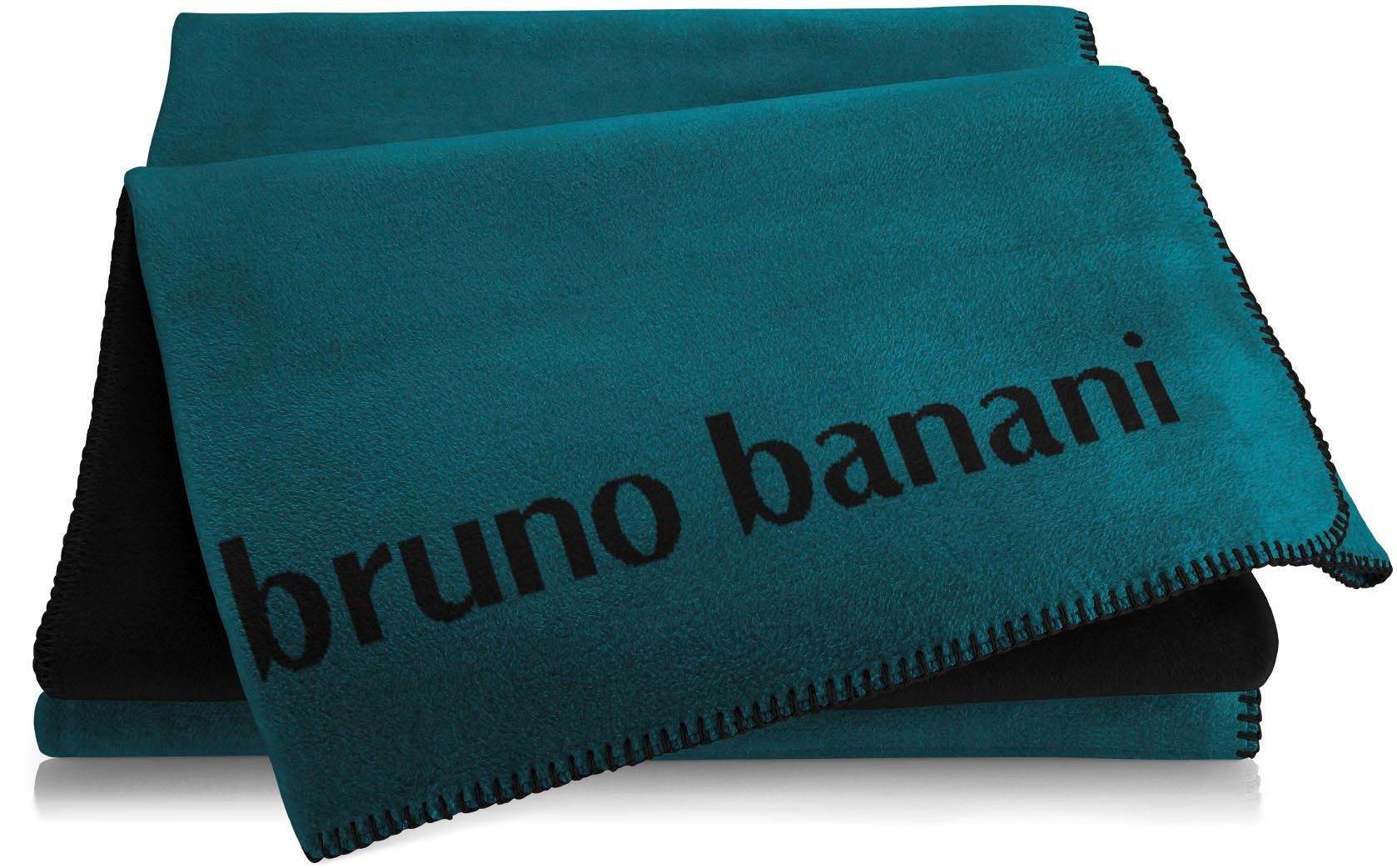 Wohndecke Bruno Banani, Bruno Banani, mit modernem Zierstich petrol | Baumwolldecken