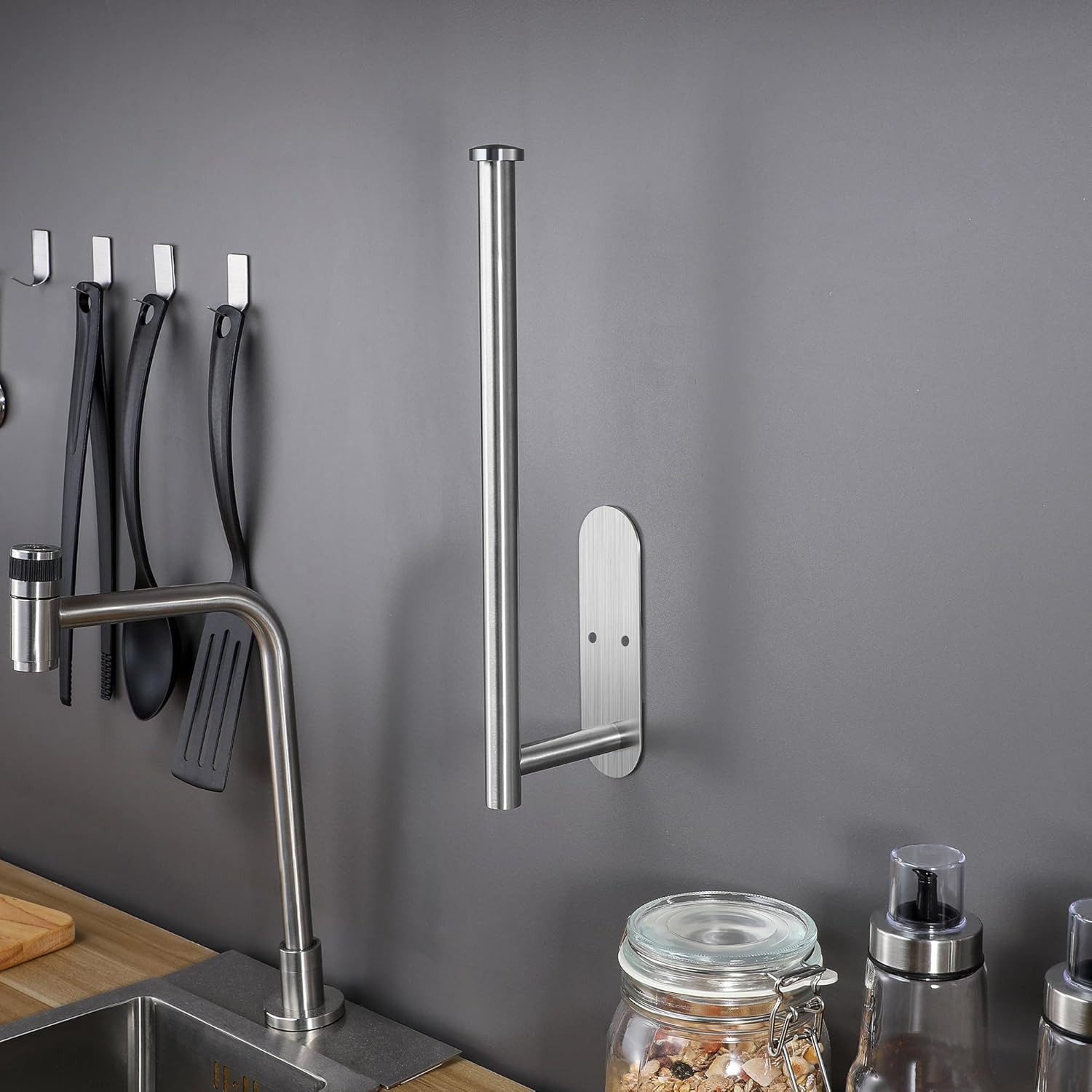 FELIXLEO Küchenrollenhalter Küchenrollenhalter Selbstklebend Unterbau Edelstahl, (1-St)