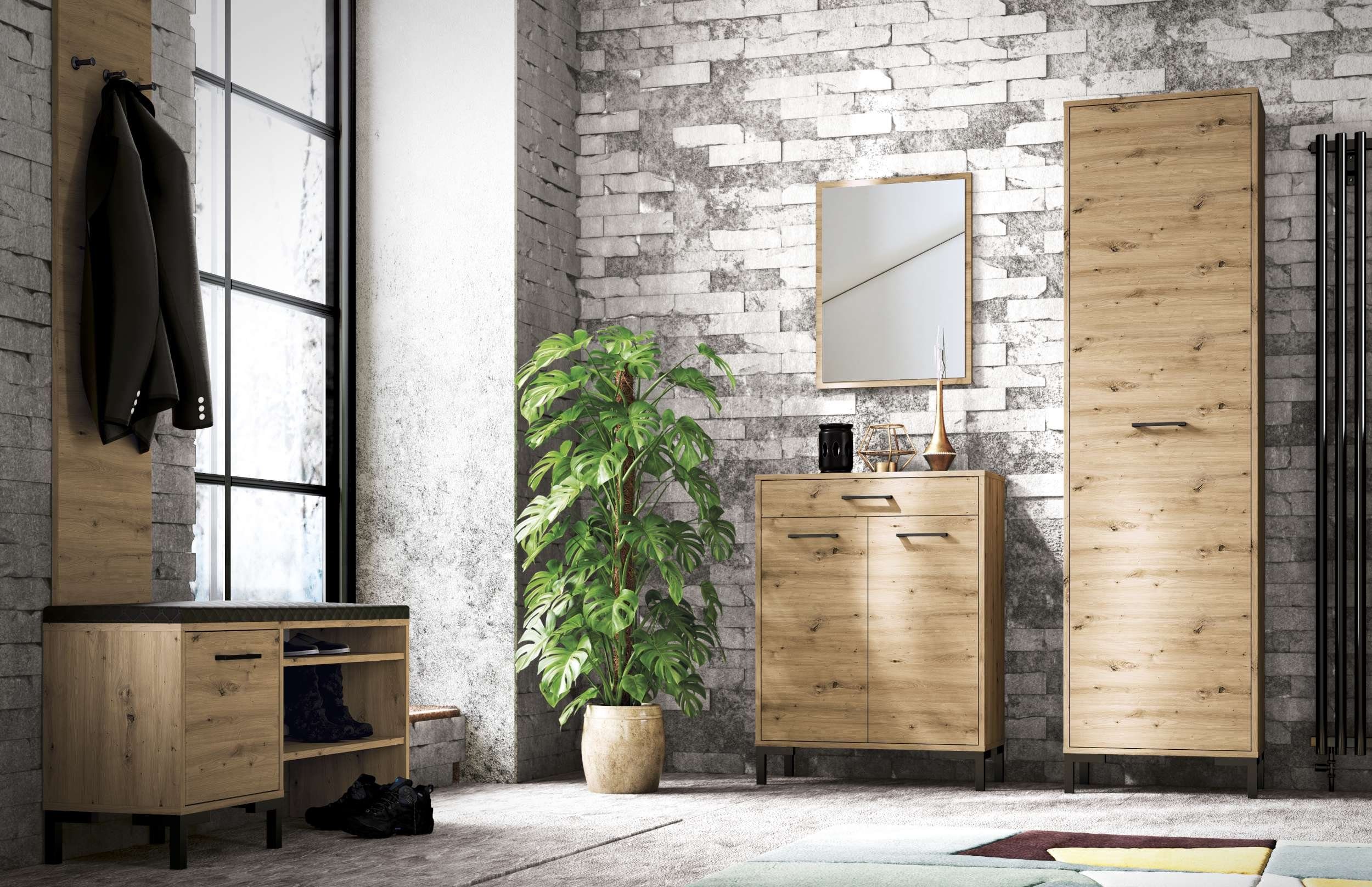 Stylefy Garderobenschrank Naomi Eiche Artisan Dekor