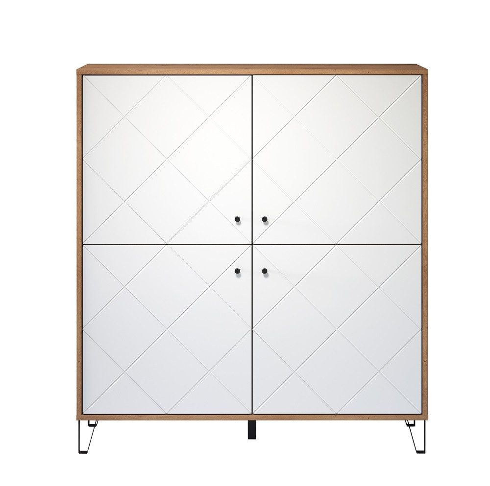 trendteam Vitrine Highboard Touch, Artisan Eiche / weiß