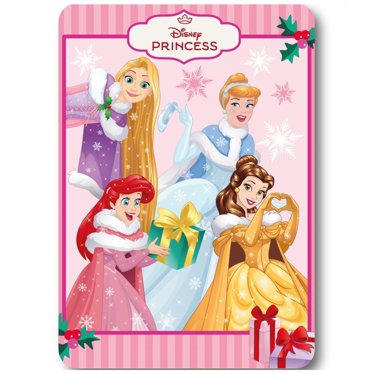 Wohndecke Disney Prinzessin Festive Fairy Weihnachtsdecke 100x140, Disney, Geschenkidee für Mädchen und Jungen