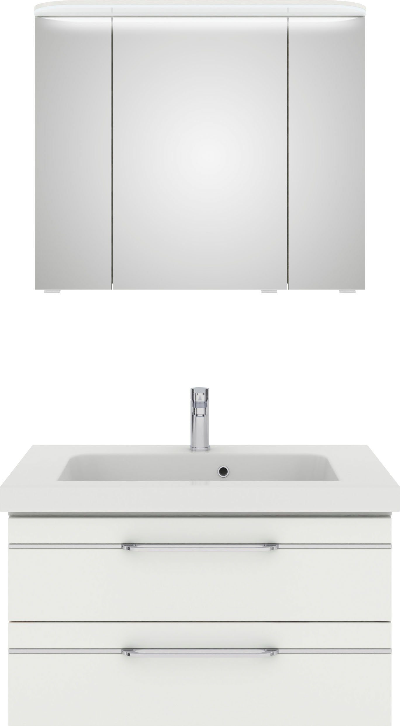 Badmöbel-Set Balto Sprint 2-teilig, Mineralmarmor-Waschtisch mit LED-Spiegelschrank