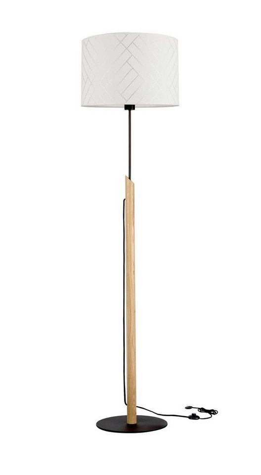 BRITOP LIGHTING Stehlampe PUNTO, ohne Leuchtmittel, Aus Eichenholz mit  FSC®-Zertifikat, Schirm aus laminierter Tapete