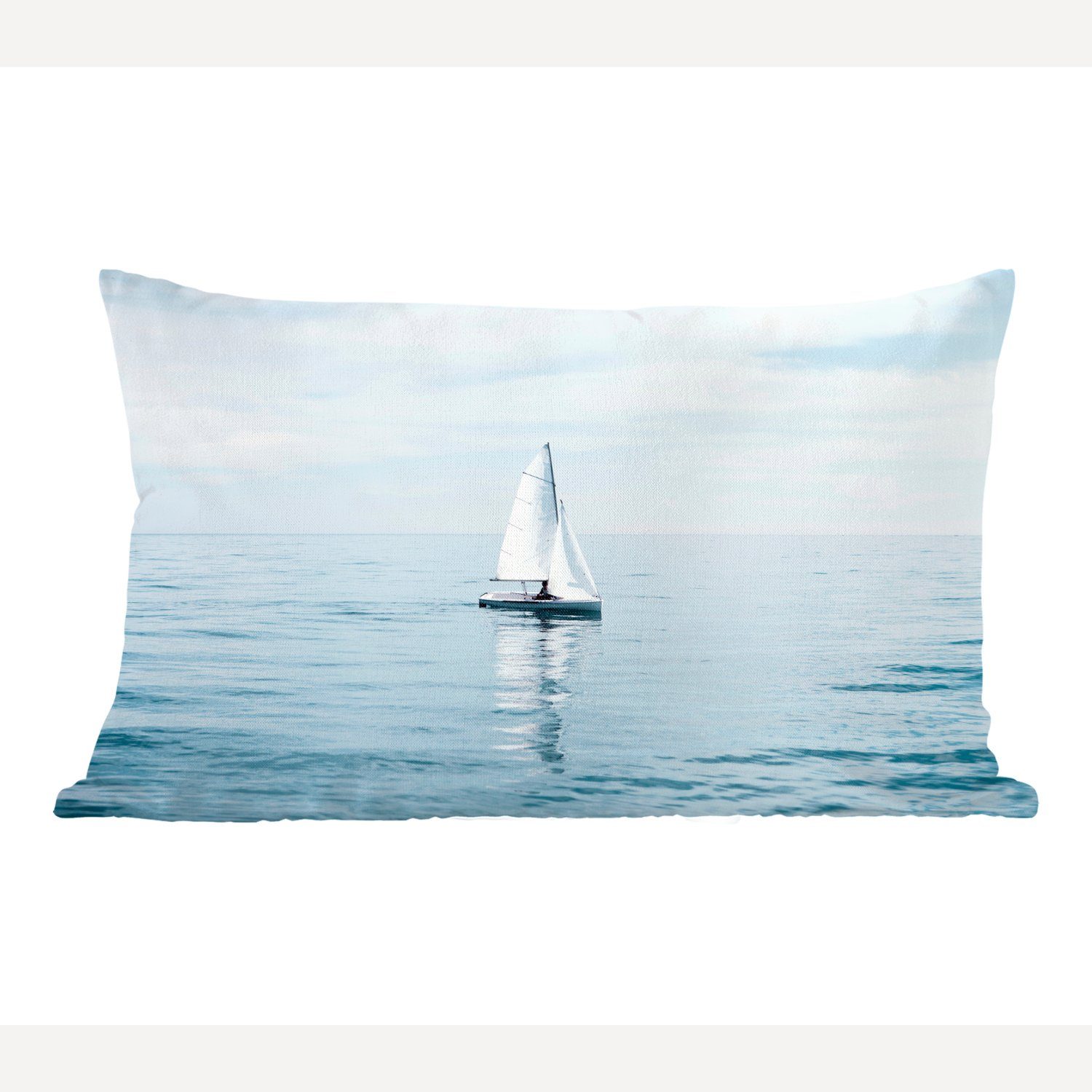 MuchoWow Dekokissen Meer - Segelboot - Blau, Wohzimmer Dekoration, Zierkissen, Dekokissen mit Füllung, Schlafzimmer
