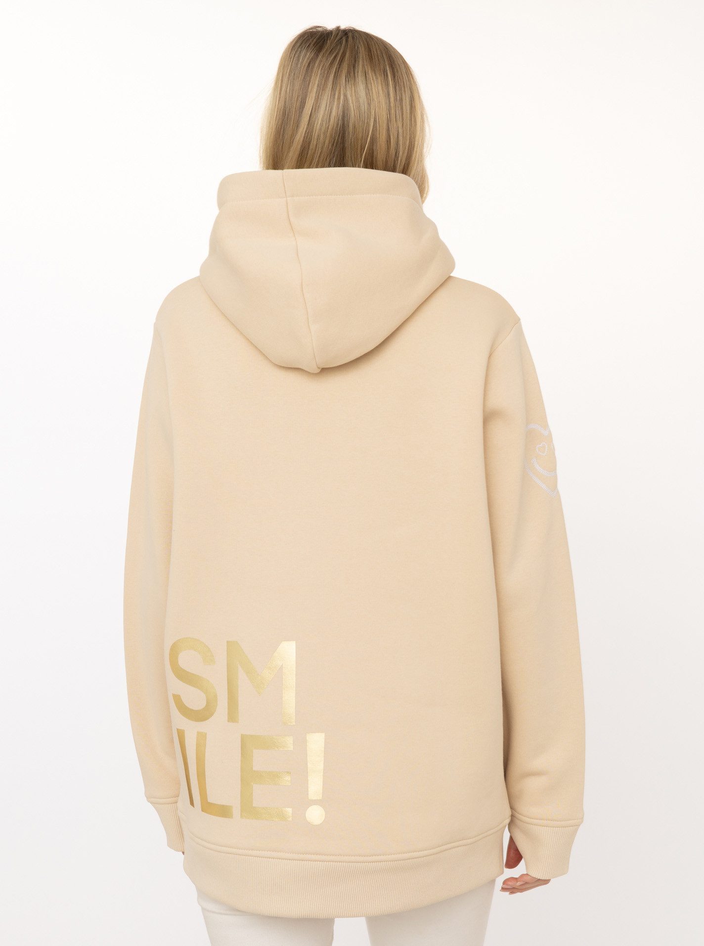 Zwillingsherz Hoodie "Alissa Shiny" glänzender Print, Daumenloch, Kordel, g günstig online kaufen