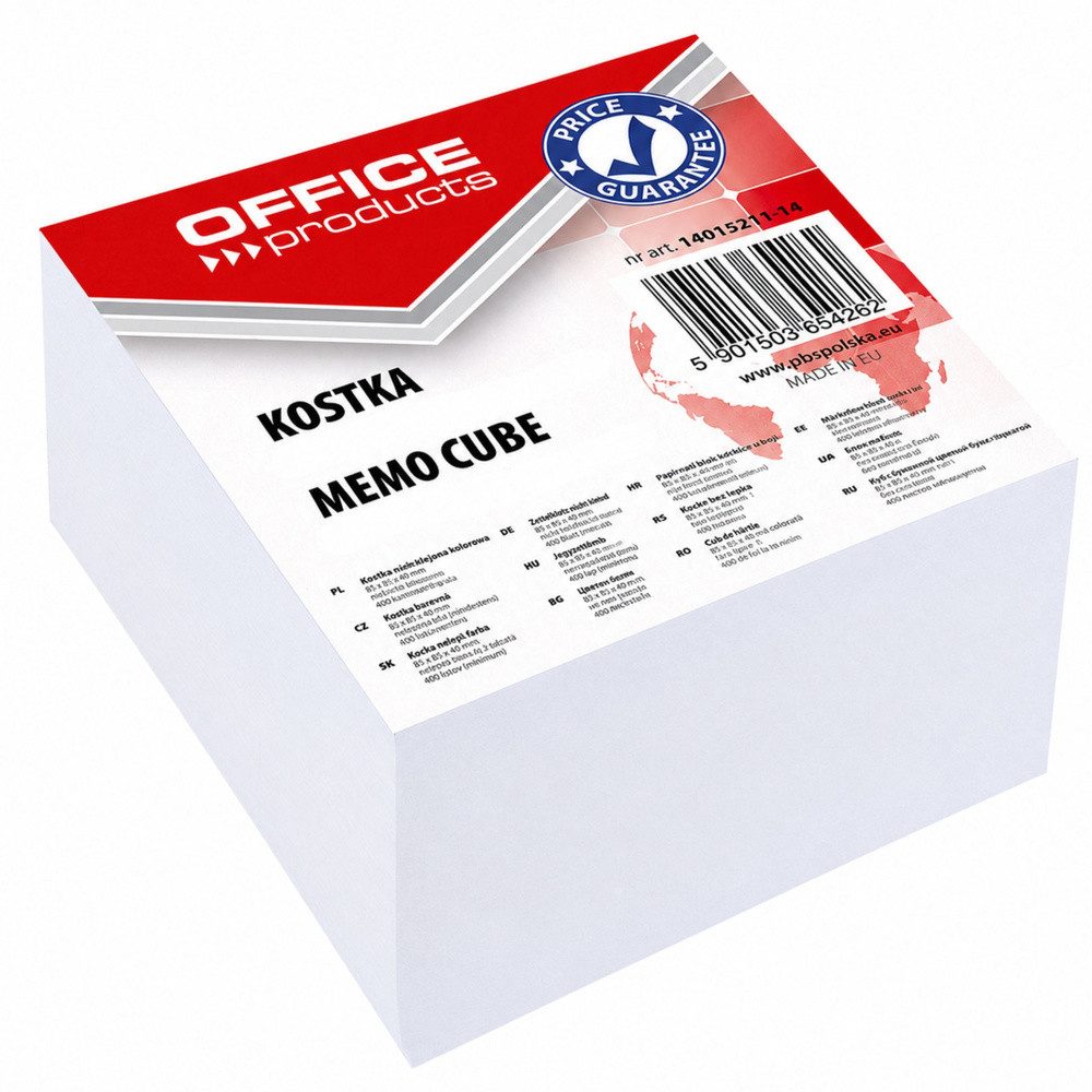 LEAN TOYS Notizblock Zettelblock Notizwürfel Büroblock, geklebt, 80 g/m², ca. 400 Blatt, blanko