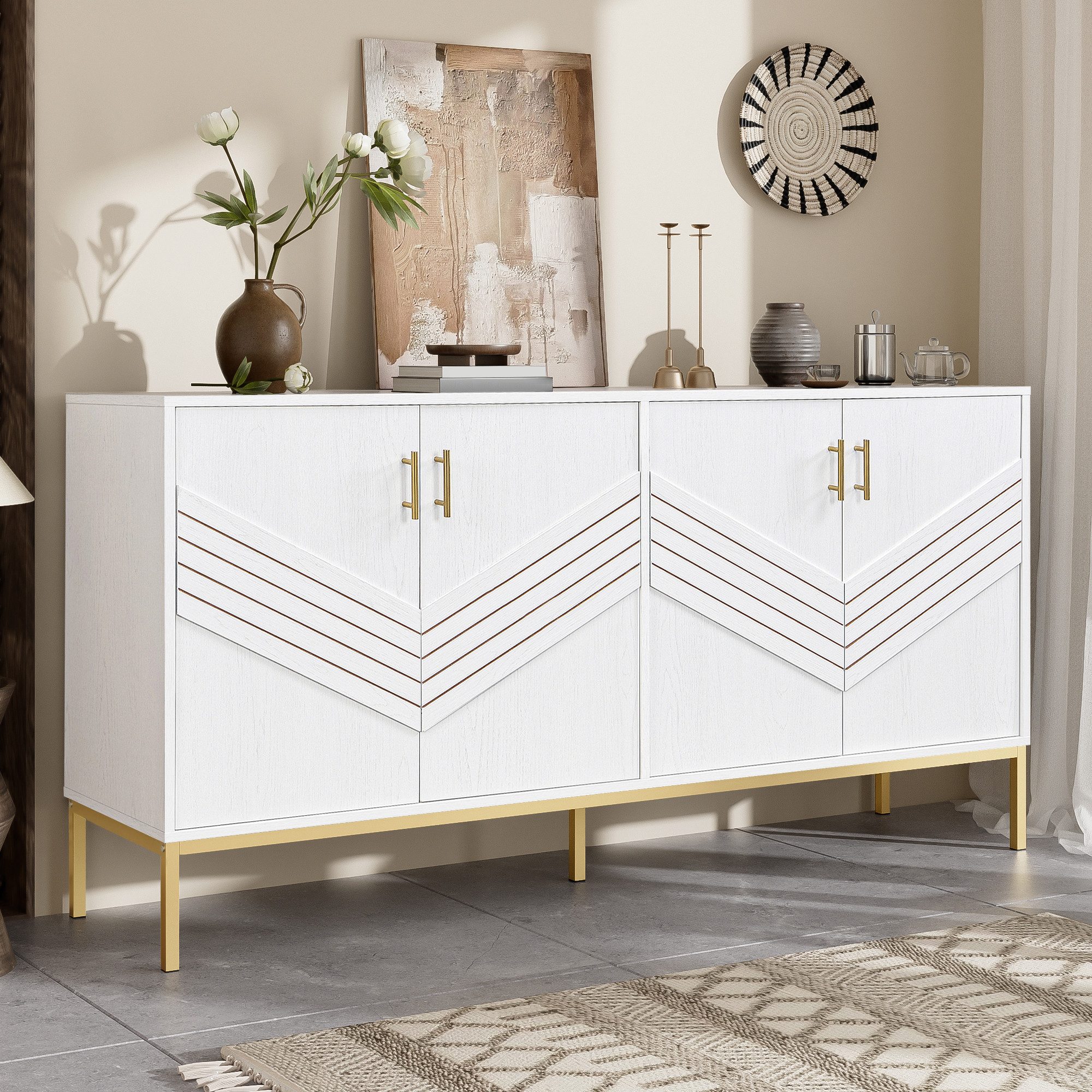 Merax Sideboard (160 L x 40 B x 80,5 H, 1 St., Buffetschrank Schrank), Komm günstig online kaufen