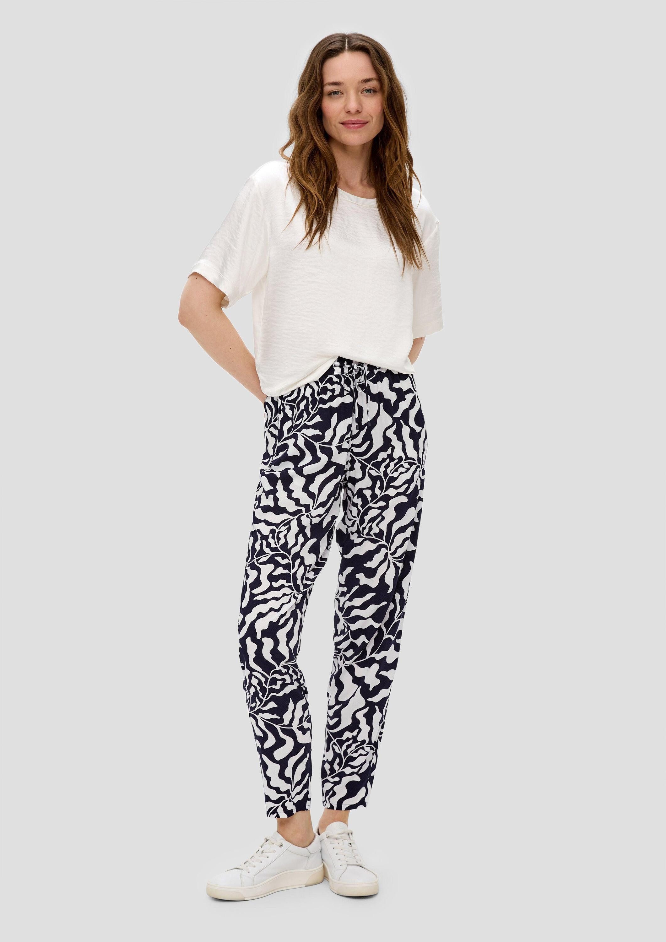s.Oliver Chinos Hose Schlupfhose aus reiner Viskose mit Tapered Leg