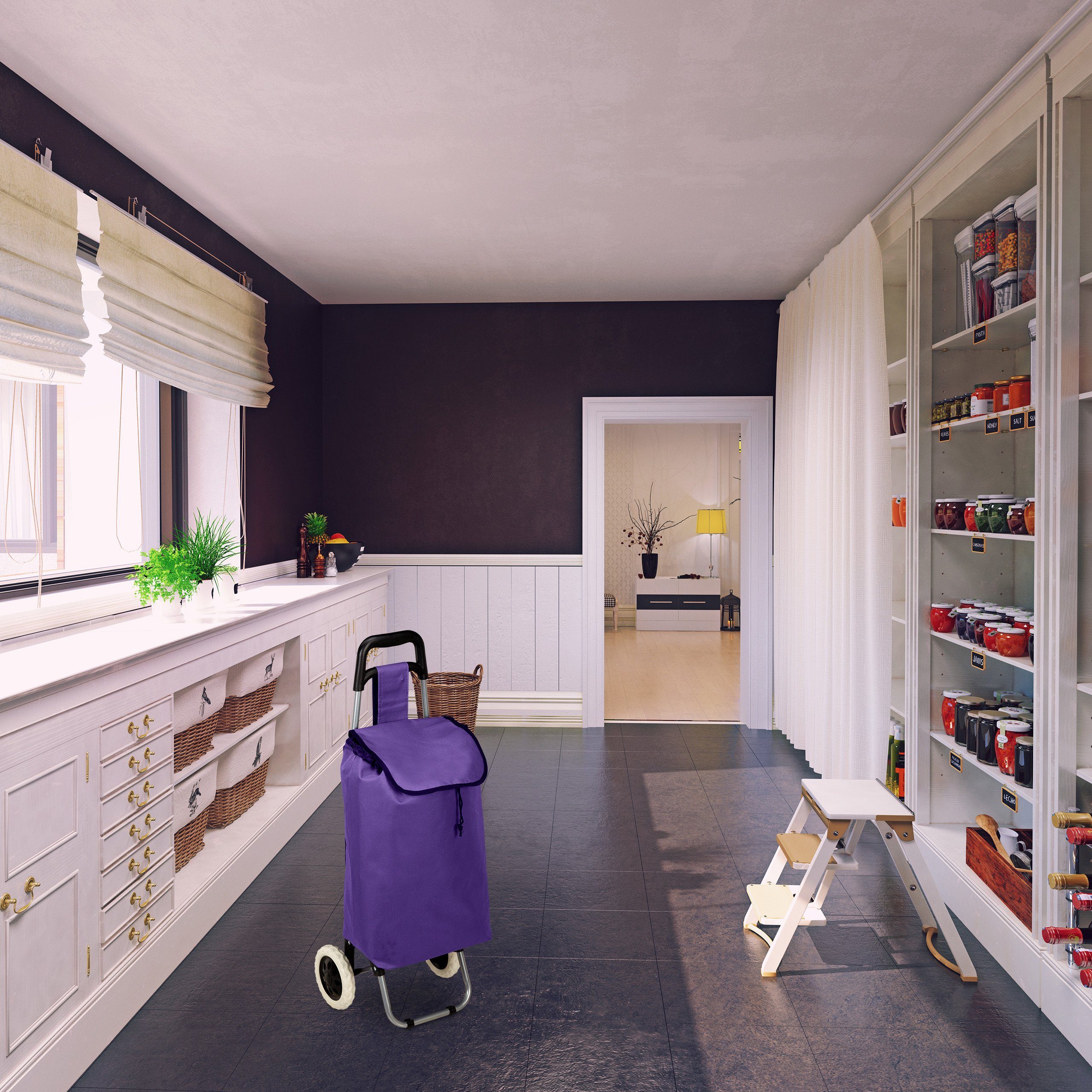 relaxdays Einkaufstrolley faltbar, lila günstig online kaufen