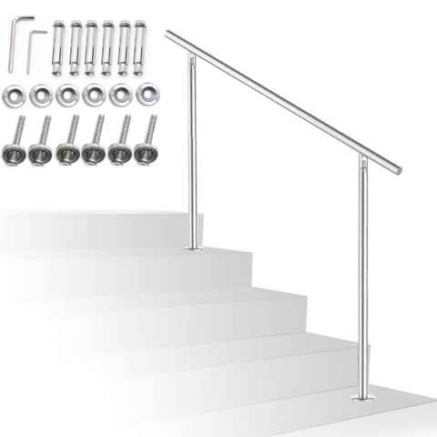 OUNUO Treppengeländer Geländer Edelstahl Handlauf Innen und Außen, 100 cm Länge, mit 0 Pfosten