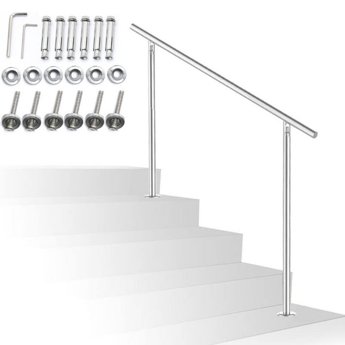 OUNUO Treppengeländer Geländer Edelstahl Handlauf Innen und Außen 100 cm Länge mit 0 Pfosten