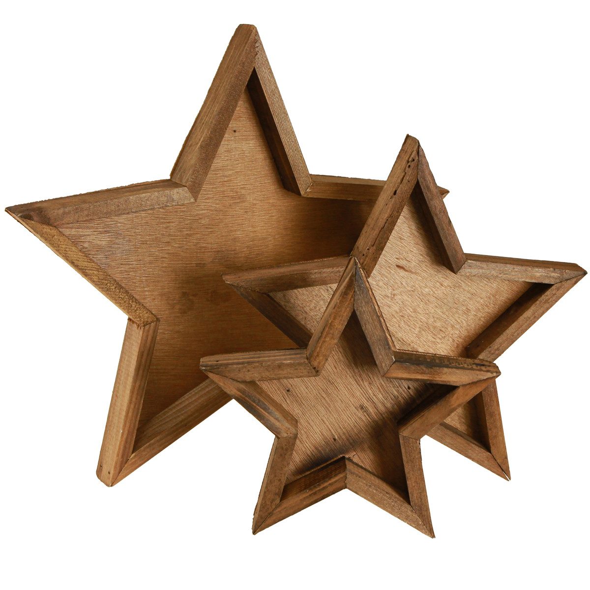 Viana Dekokorb 3er-Set Holztablett Stern Deko Braun für Weihnachten