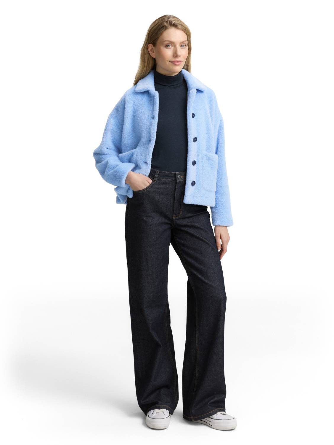 TOM TAILOR Fleecejacke Weiche Jacke mit Kragen Weiche, leichte Qualität für vielseitige Kombinationsmöglichkeiten