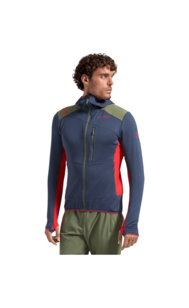 La Sportiva Fleecejacke Aequilibrium Thermal Hoody (mit Kapuze, atmungsaktiv) nachtblau/rot