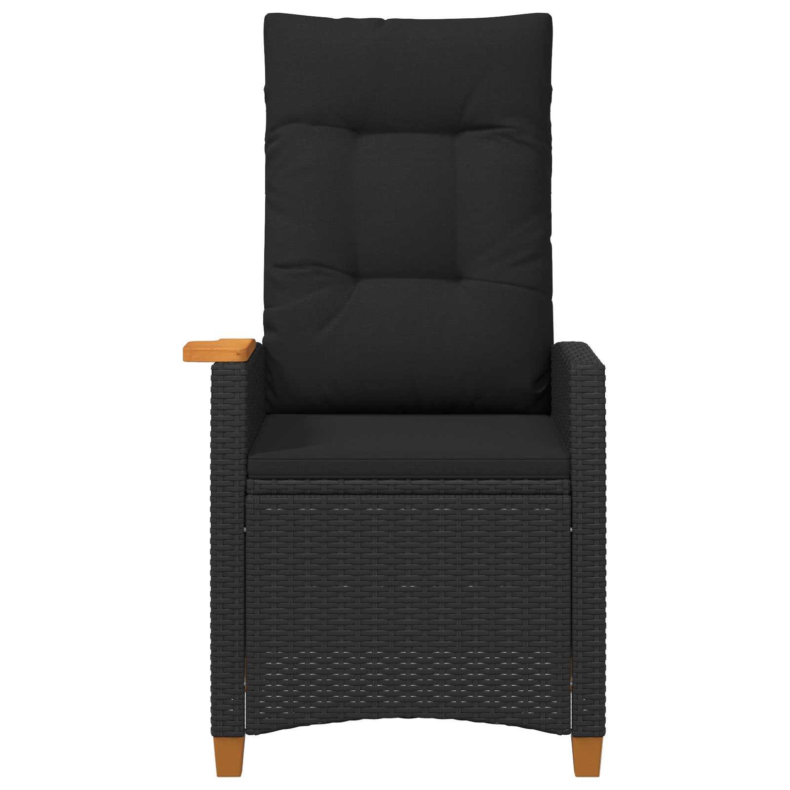 vidaXL Gartenstuhl Liegestuhl mit Teeteller Schwarz Poly-Rattan (1 St) – Bild 4 von 5