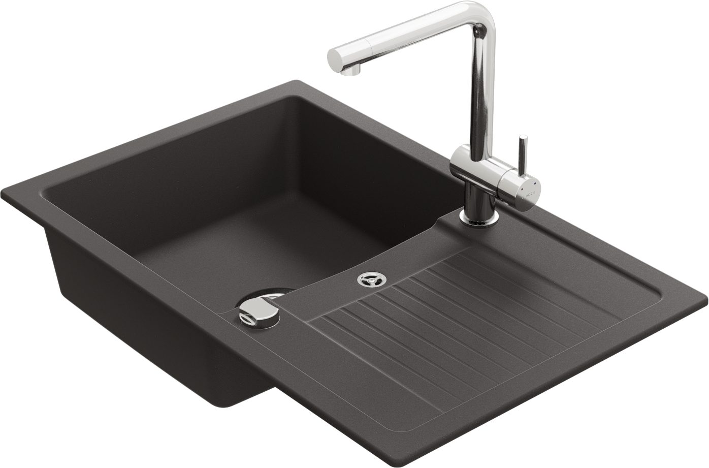 Schock Granitspüle Lima D-100S und Armatur Epos, eckig, 78/50 cm, Inklusive Diamantbohrer, (Set, 2 St), bestehend aus Spüle und Armatur – Bild 2 von 5
