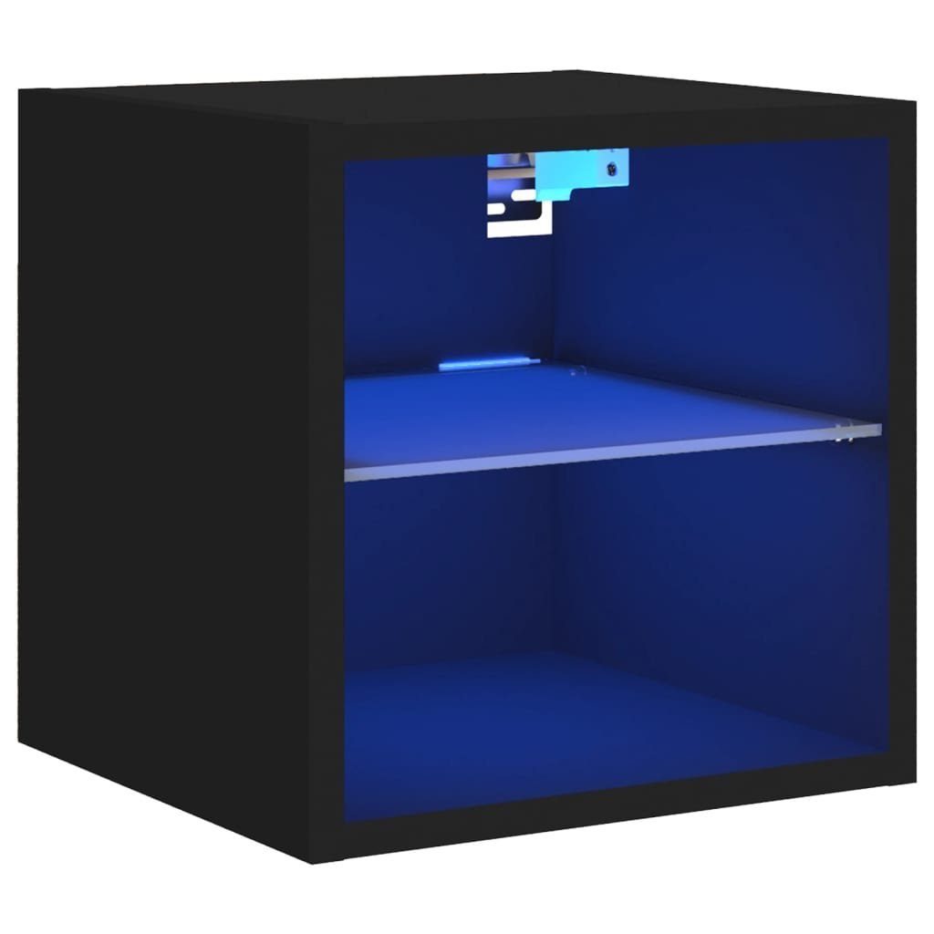 vidaXL TV-Wand TV-Wandschrank mit LED-Leuchten Schwarz 30x28,5x30 cm, (1-St)