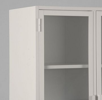 LEVEN Lifestyle Glasvitrine Vitrine weiss aus Metall mit Glastüren Schrank Höhe 190 cm