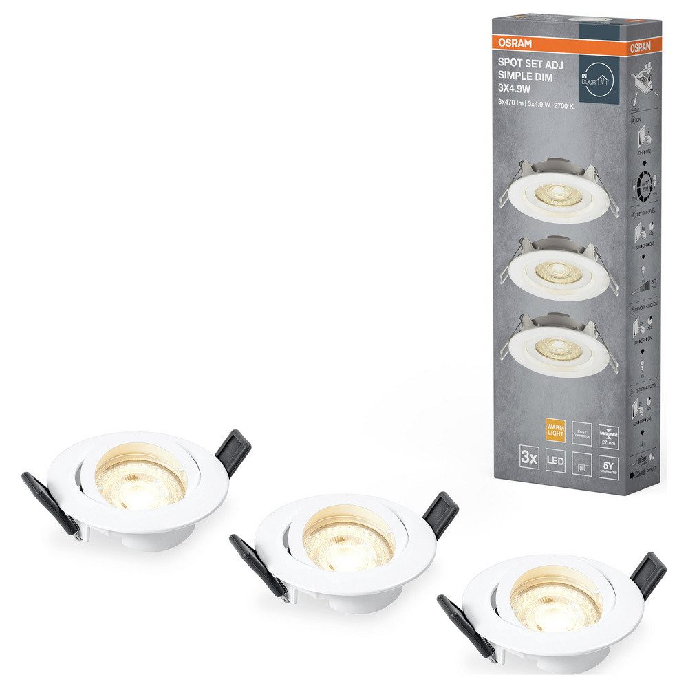 Osram Außen-Wandleuchte OSRAM HOMELIGHTING Spot Set Adj Simple Dim 3 x 4.9W 2700K White 409985