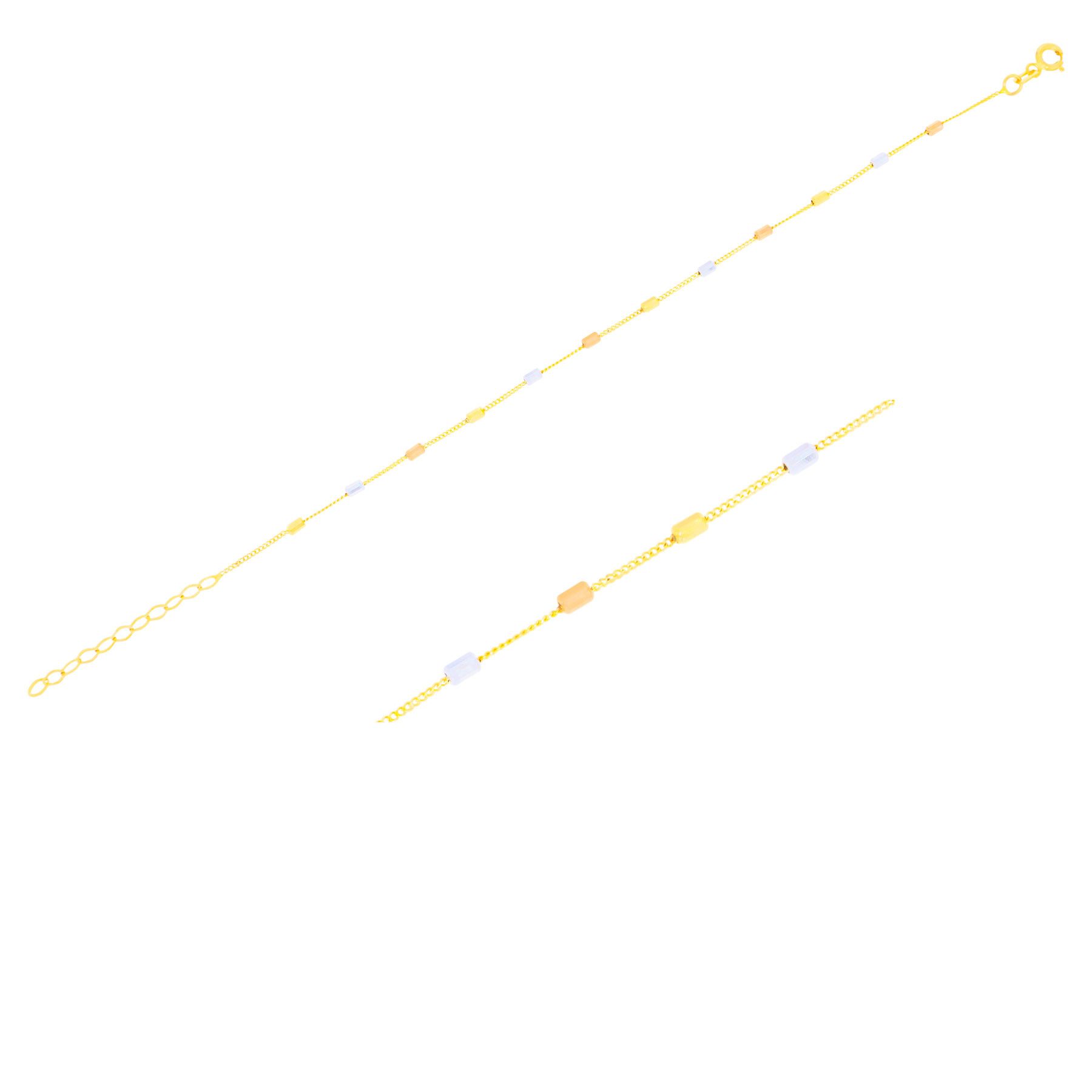 Stella-Jewellery Goldarmband 585er Goldarmband Tricolor mit Zylinder-Elementen (Armband Zylinder-Elementen, 1-tlg., inkl. Etui)