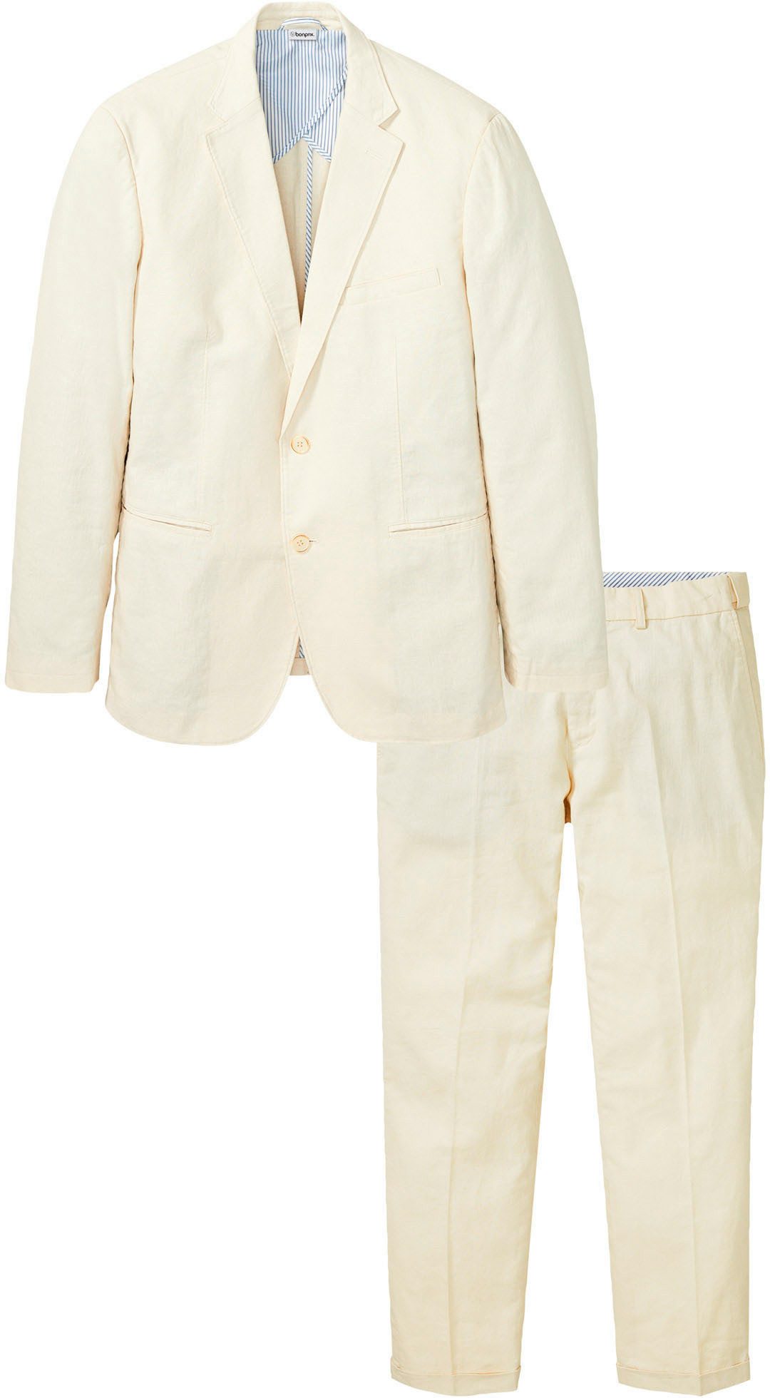bonprix Anzug (Set, 2-tlg) zweiteiliges Set mit Sakko und Hose, aus Leinen günstig online kaufen