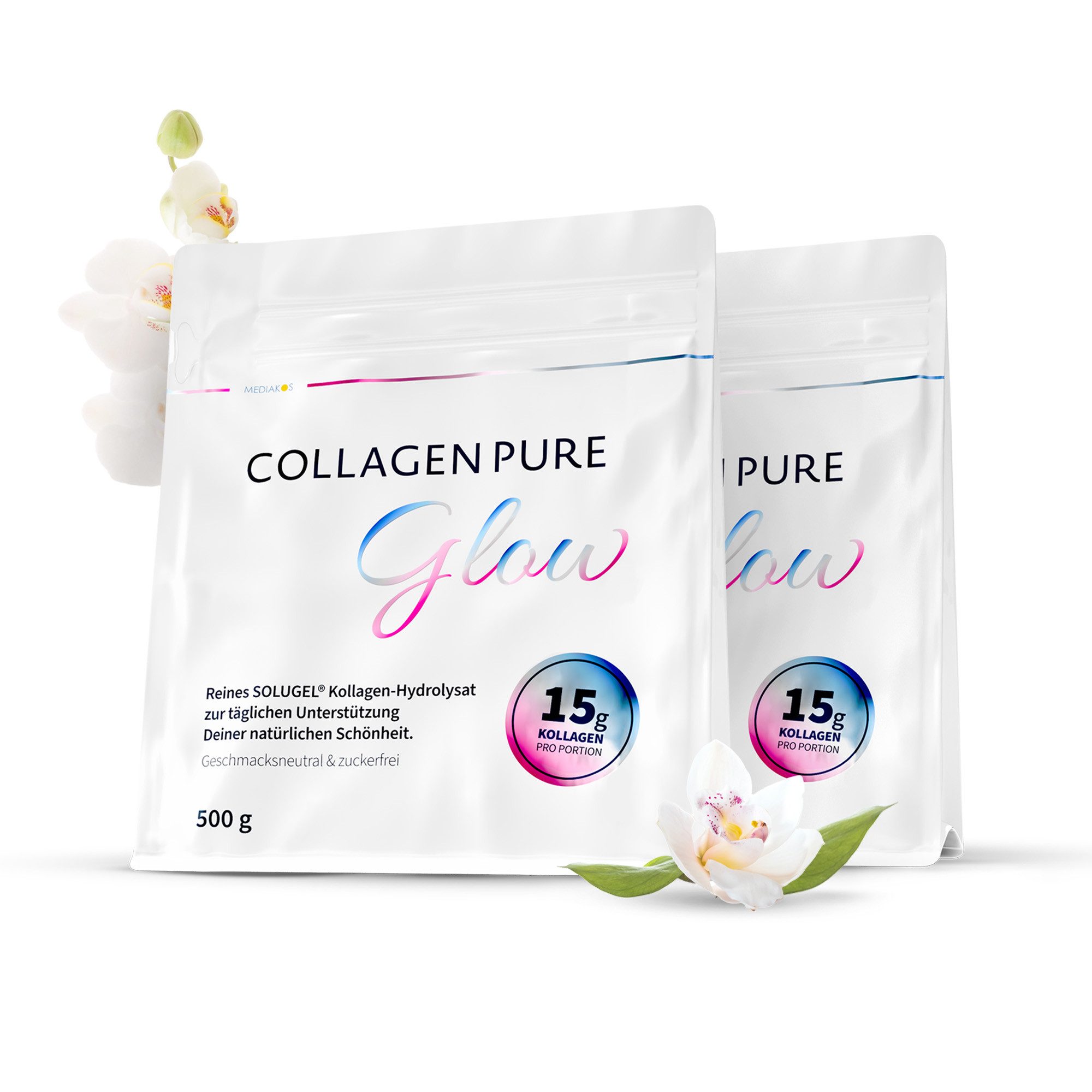 COLLAGEN PURE COLLAGEN PURE Glow Kollagen Pulver, Geschmacks- und geruchsneutral – aus zertifizierter Rinder-Weidehaltung à 1000 g