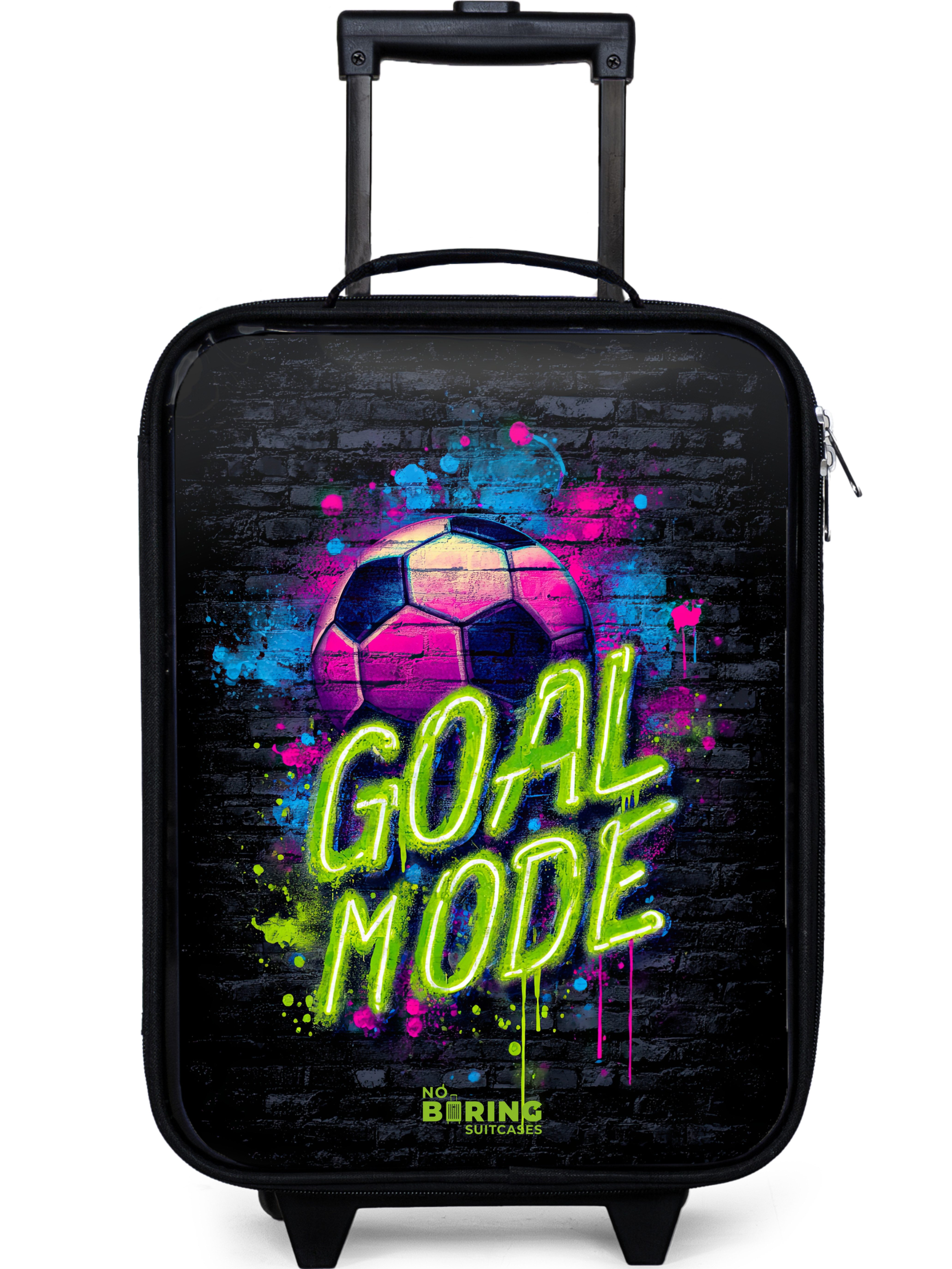 NoBoringSuitcases.com© Kinderkoffer mit leuchtende Räder - Neon - Graffiti - Fußball - Farbenfroh, 2 Rollen, Kinder Koffer Klein, Trolley Handgepäck, Reisekoffer