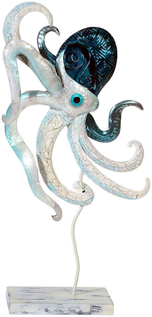 MystiCalls Dekofigur Dekofigur Tintenfisch aus Muschelschalen Krake Maritim Nordsee Meer (1 St), Dekofigur aus Muschelschalen