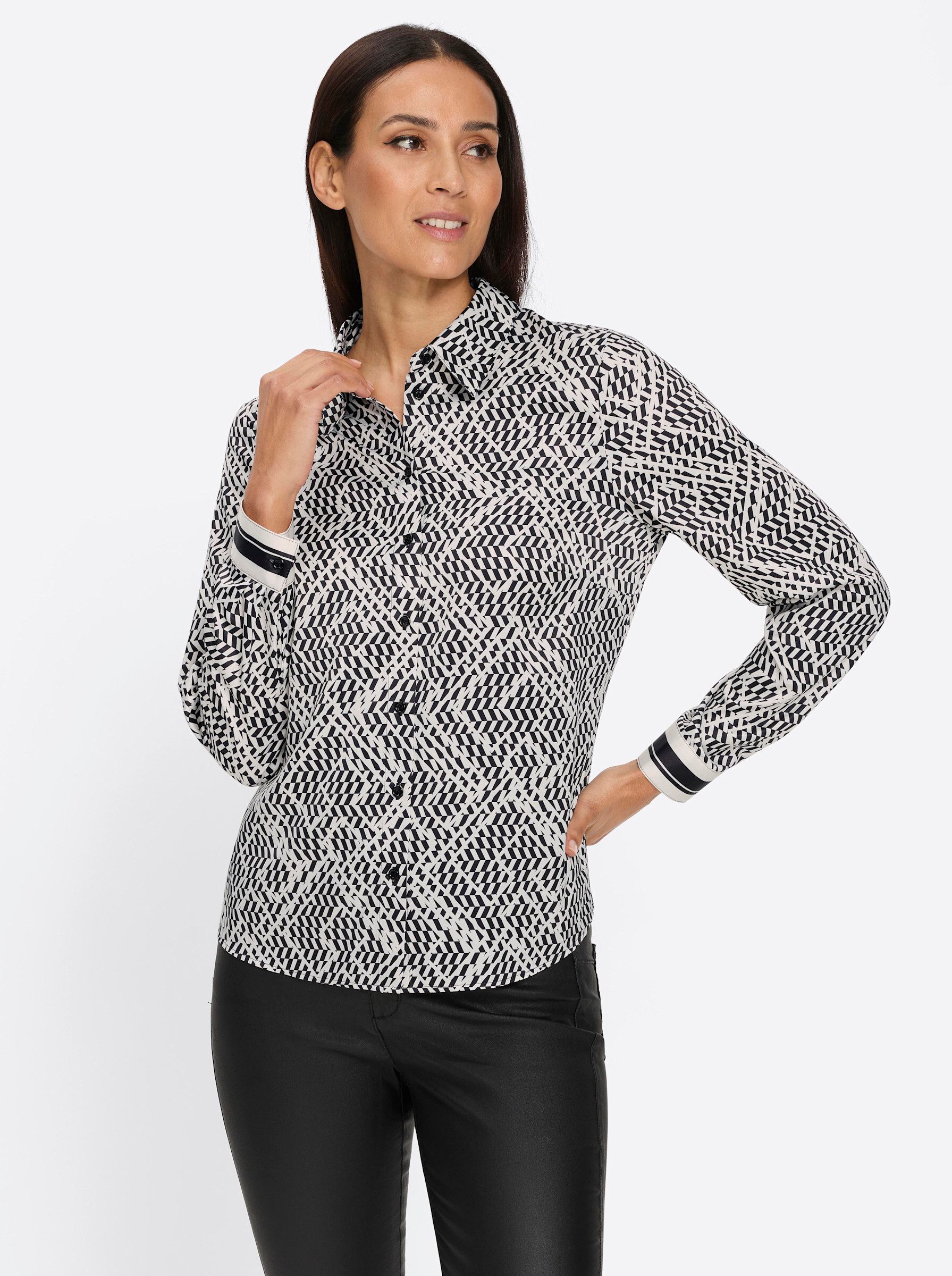 Klassische Bluse Druckbluse Langarm