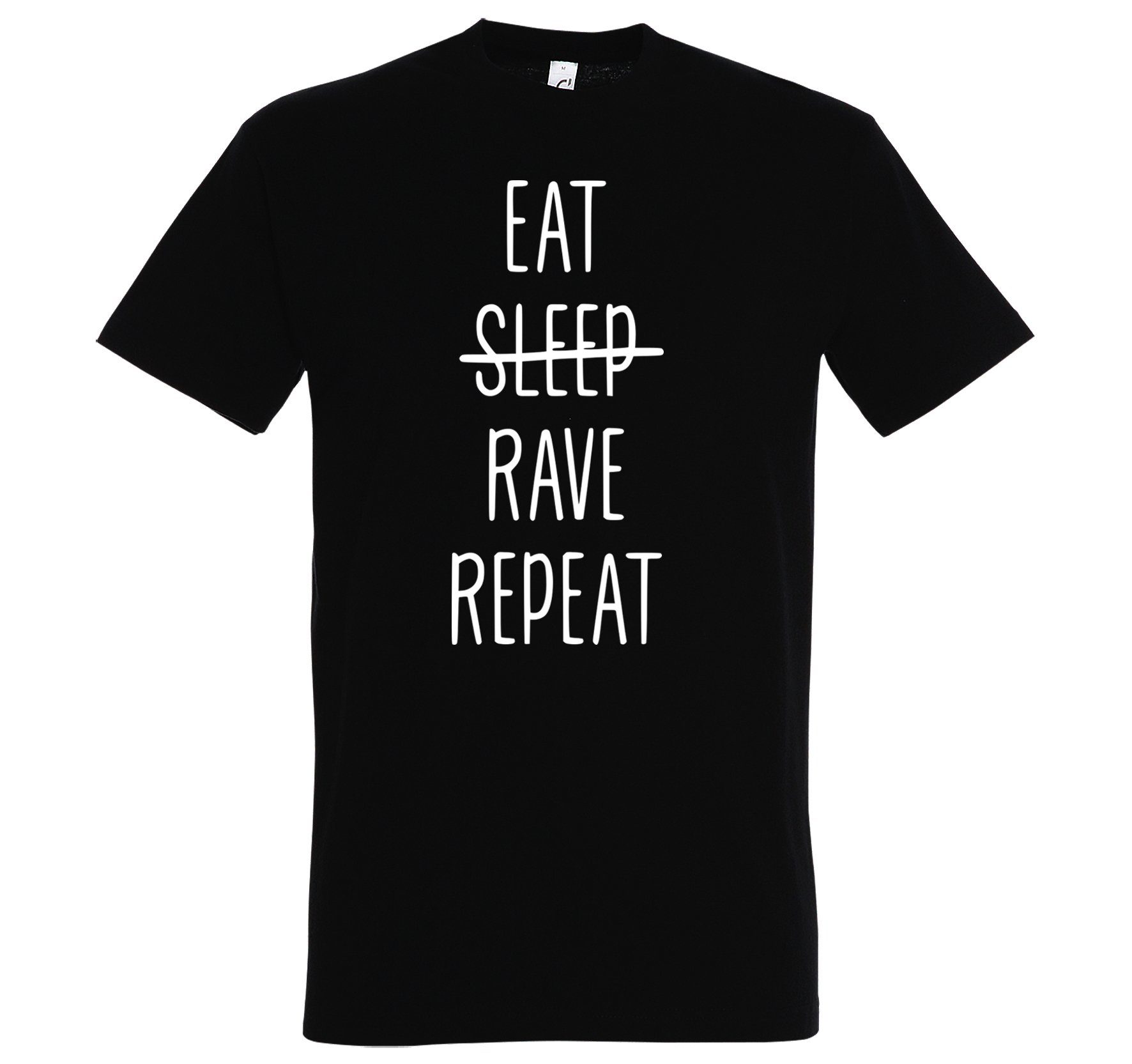 Youth Designz T-Shirt Eat Rave Frontprint T-Shirt Herren Schwarz Repeat mit trendigem